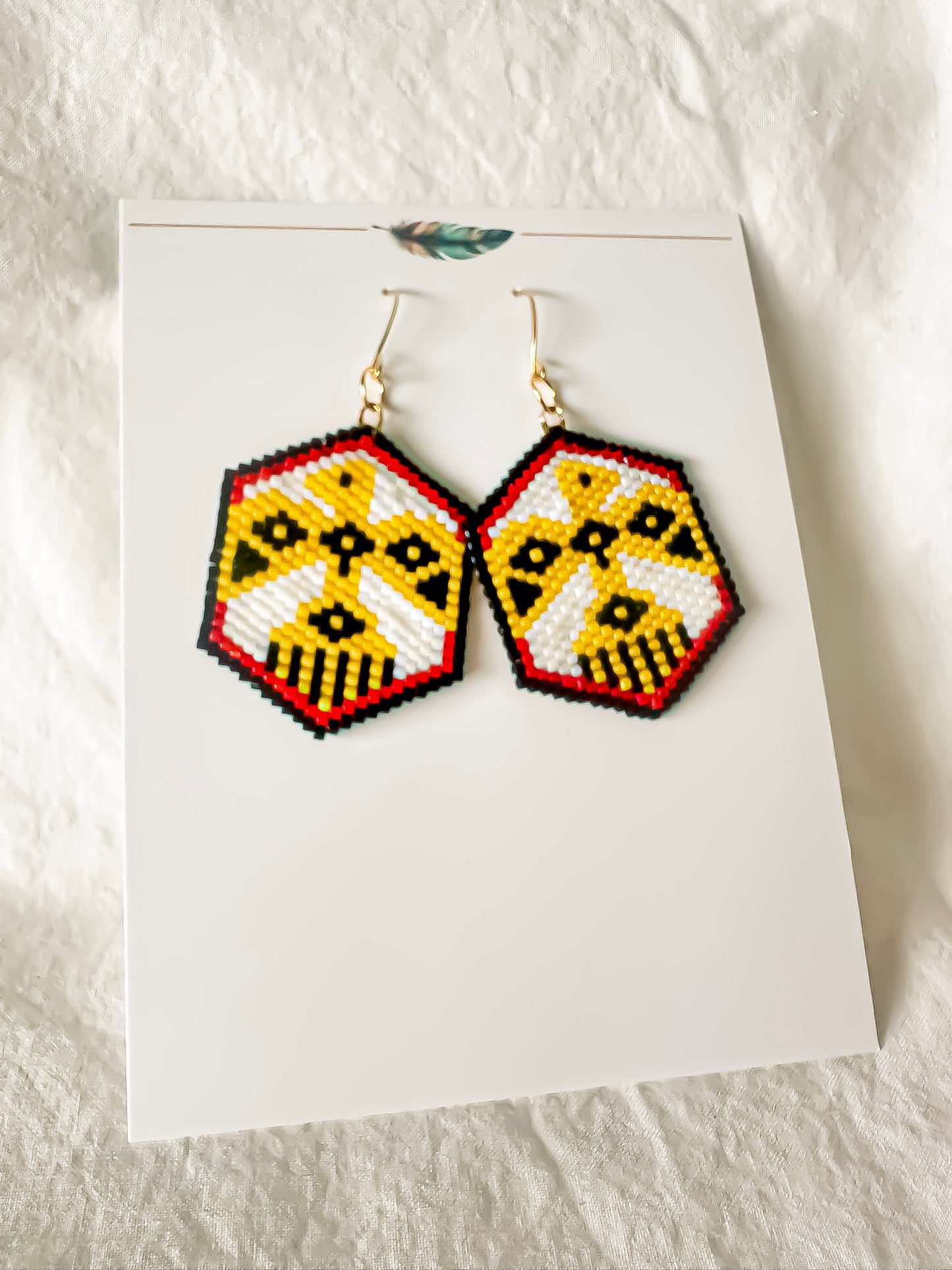 Indigenous Handmade Earrings - Miyuki Delica Beads - Thunderbird