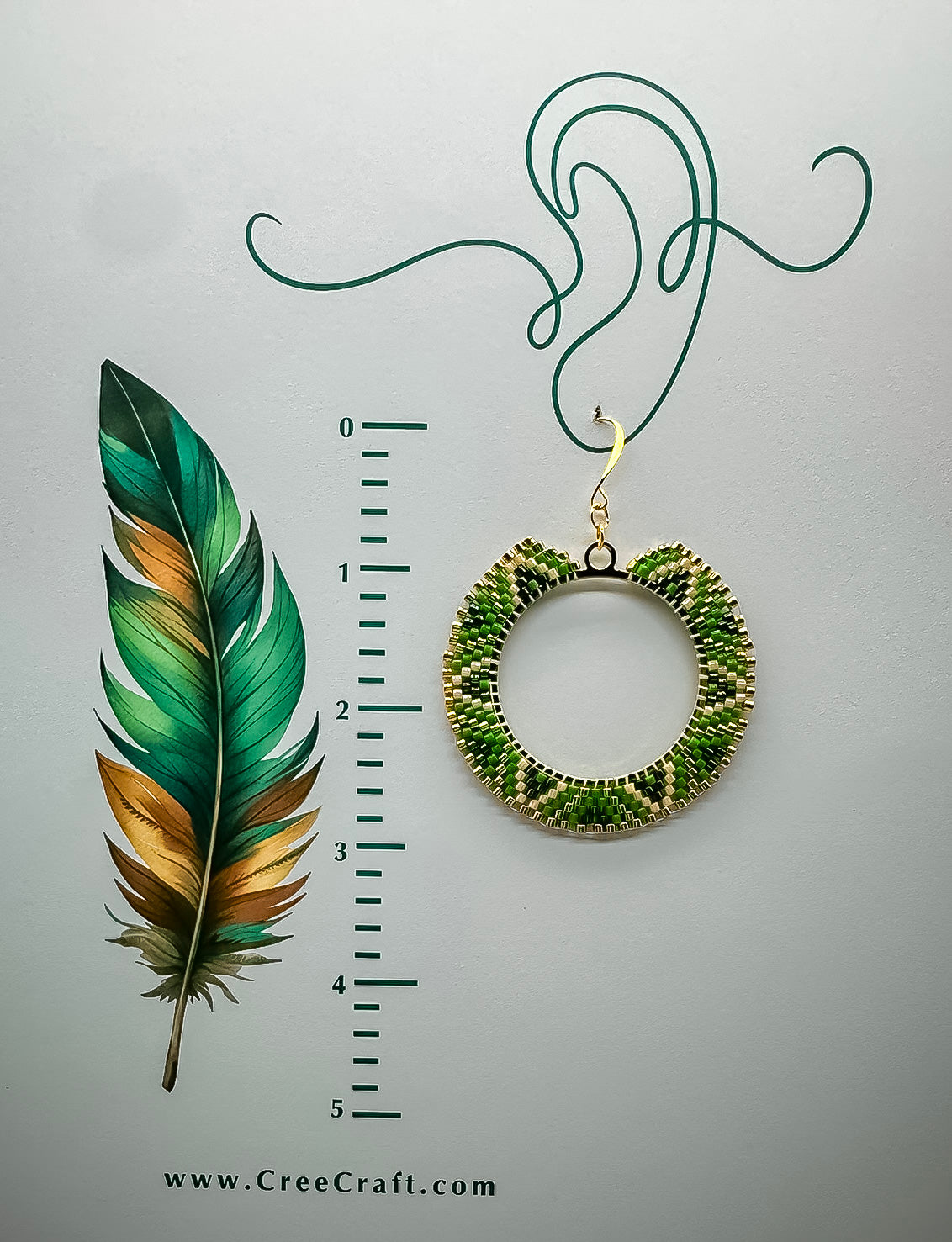 Boucles d'oreilles en perles artisanales indigènes - Vert
