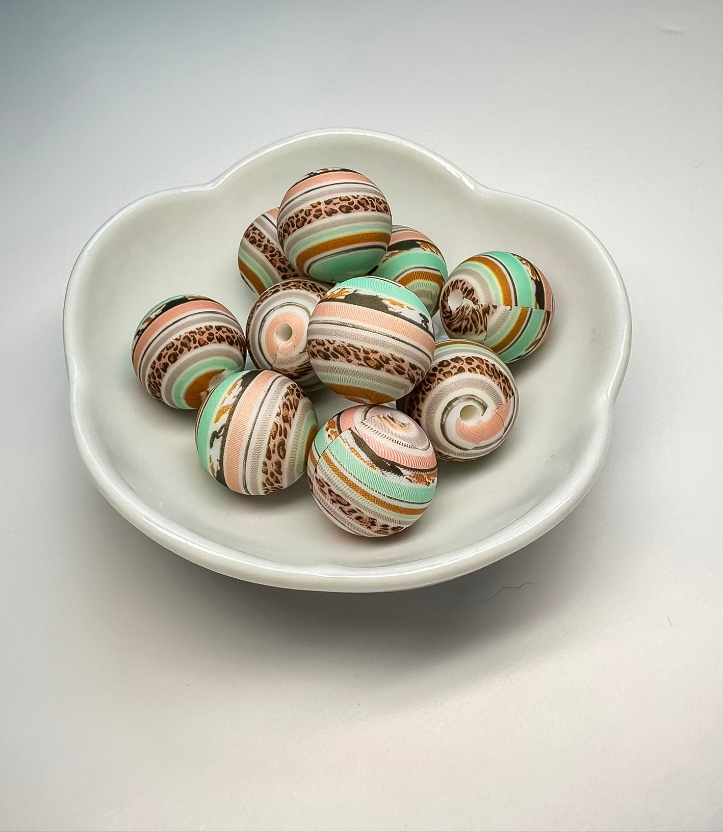 Silicone Bead 15mm - Pelt Stripes
