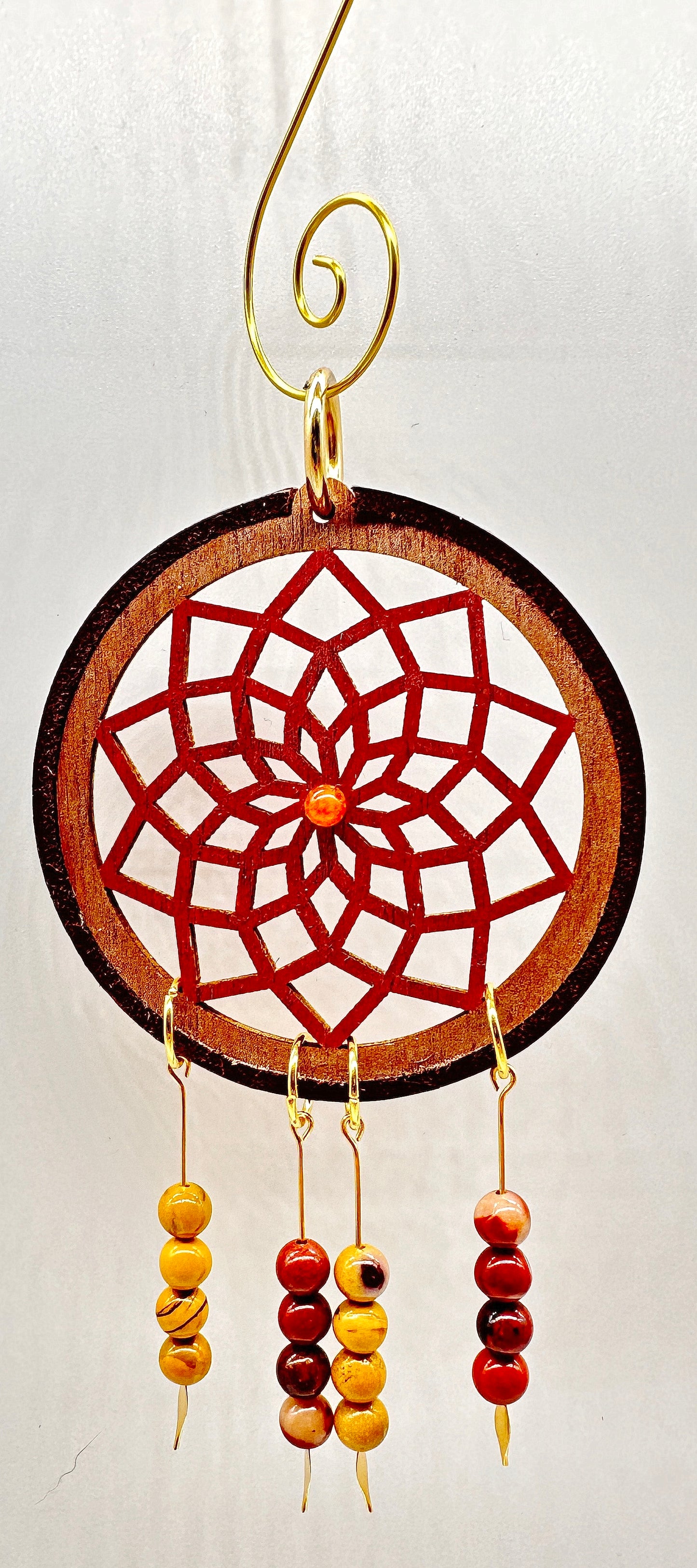 Hand painted Wooden Dreamcatcher w/ Mookaite & Quartzite (M)