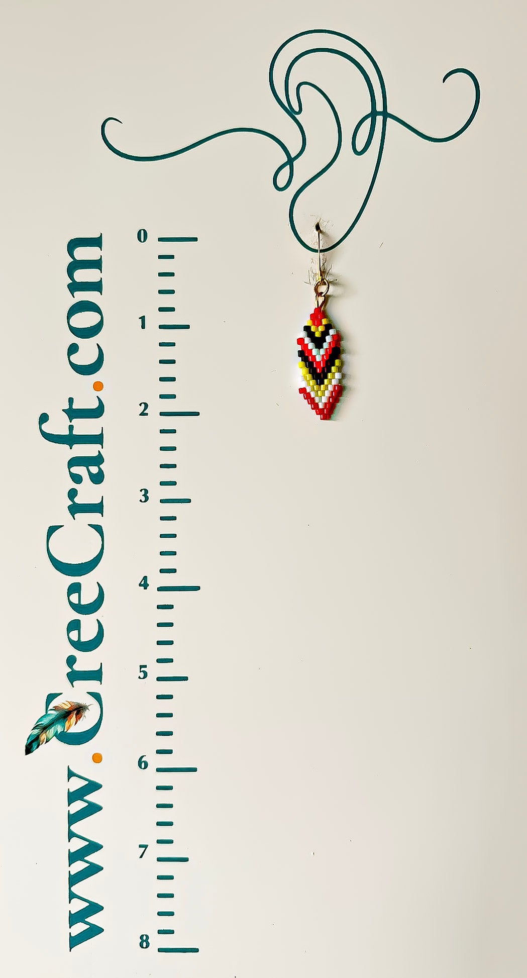 Indigenous Handmade Earrings - Miyuki Delica Beads - Feathers
