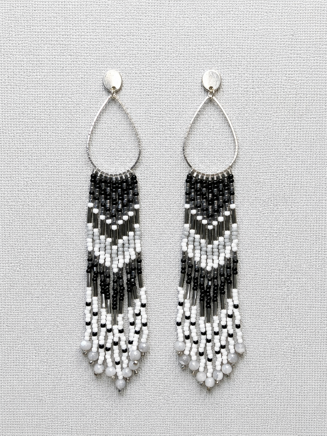 Toho Earrings - Shoulder Sweepers w/ mother-of-pearl