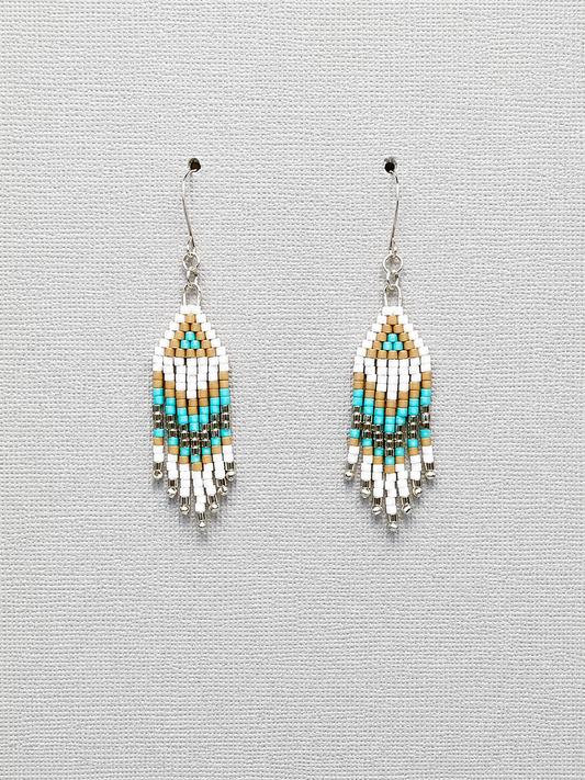 Miyuki Earrings small (white, teal)