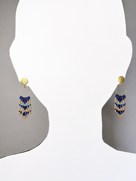 Toho Earrings small (blue, orange)