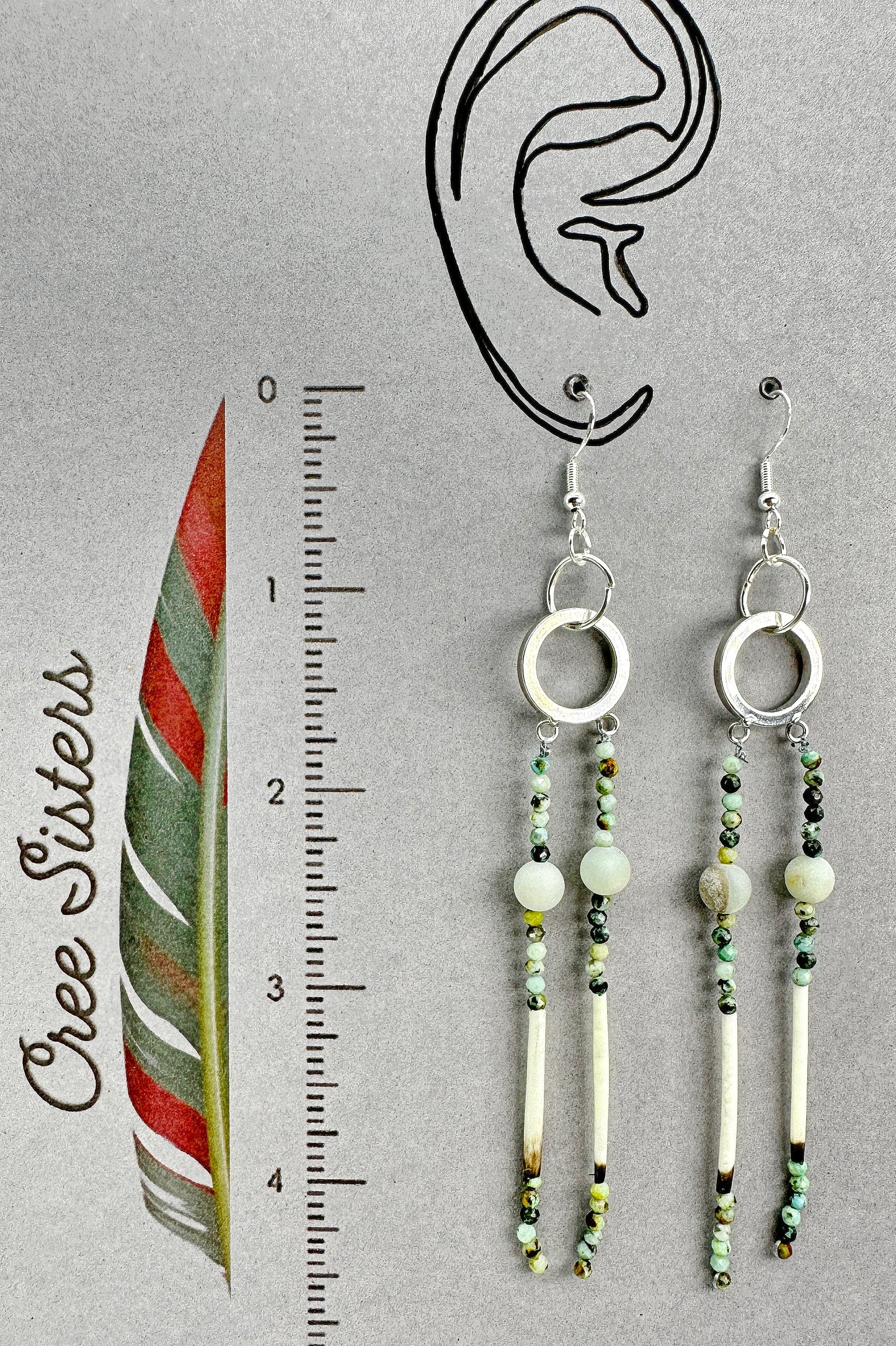 Indigenous Handcrafted Earrings - Beaded w/ Amazonite