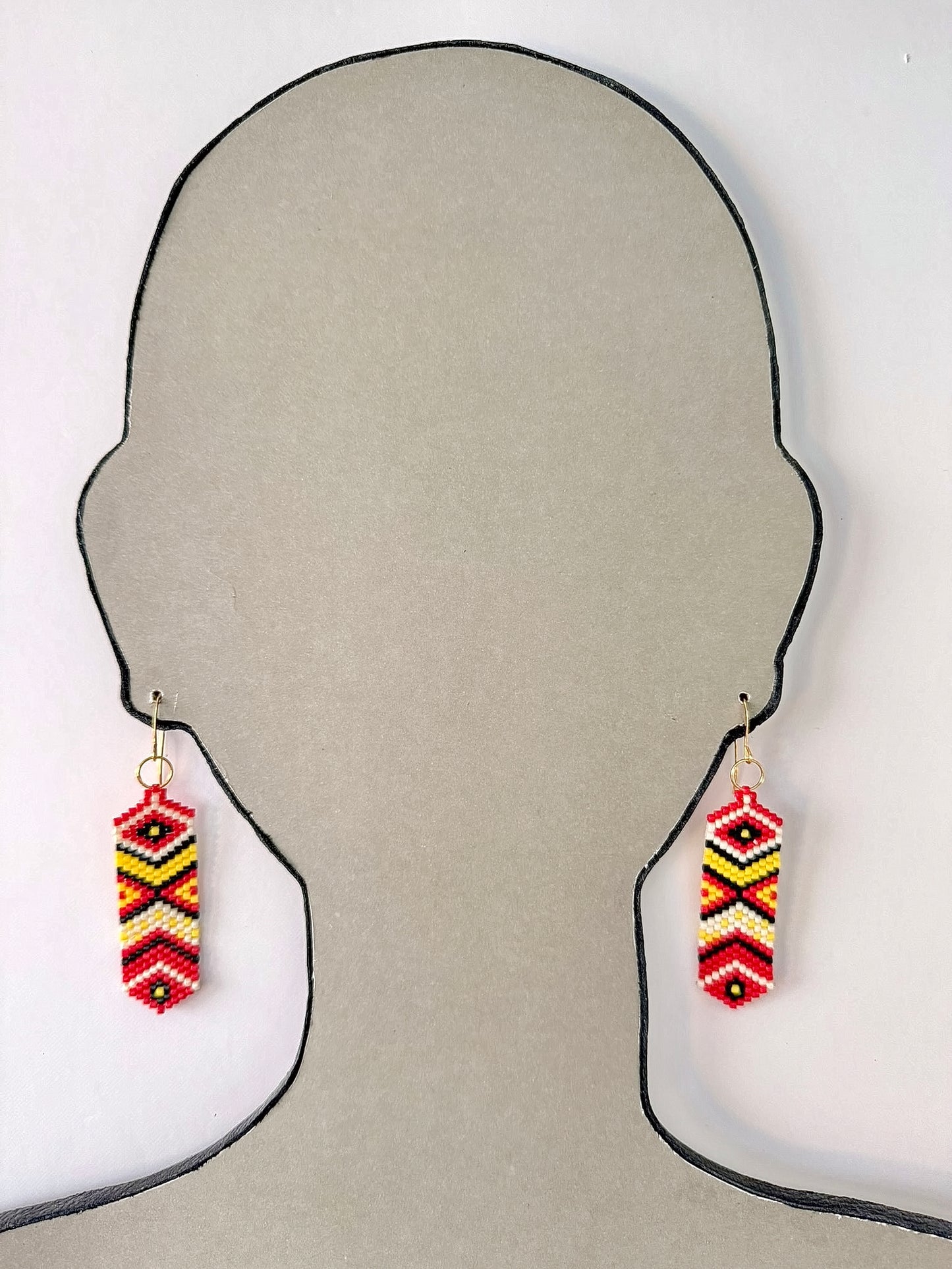 Miyuki Delica Beads - Feather (Red) - Indigenous Handmade Earrings