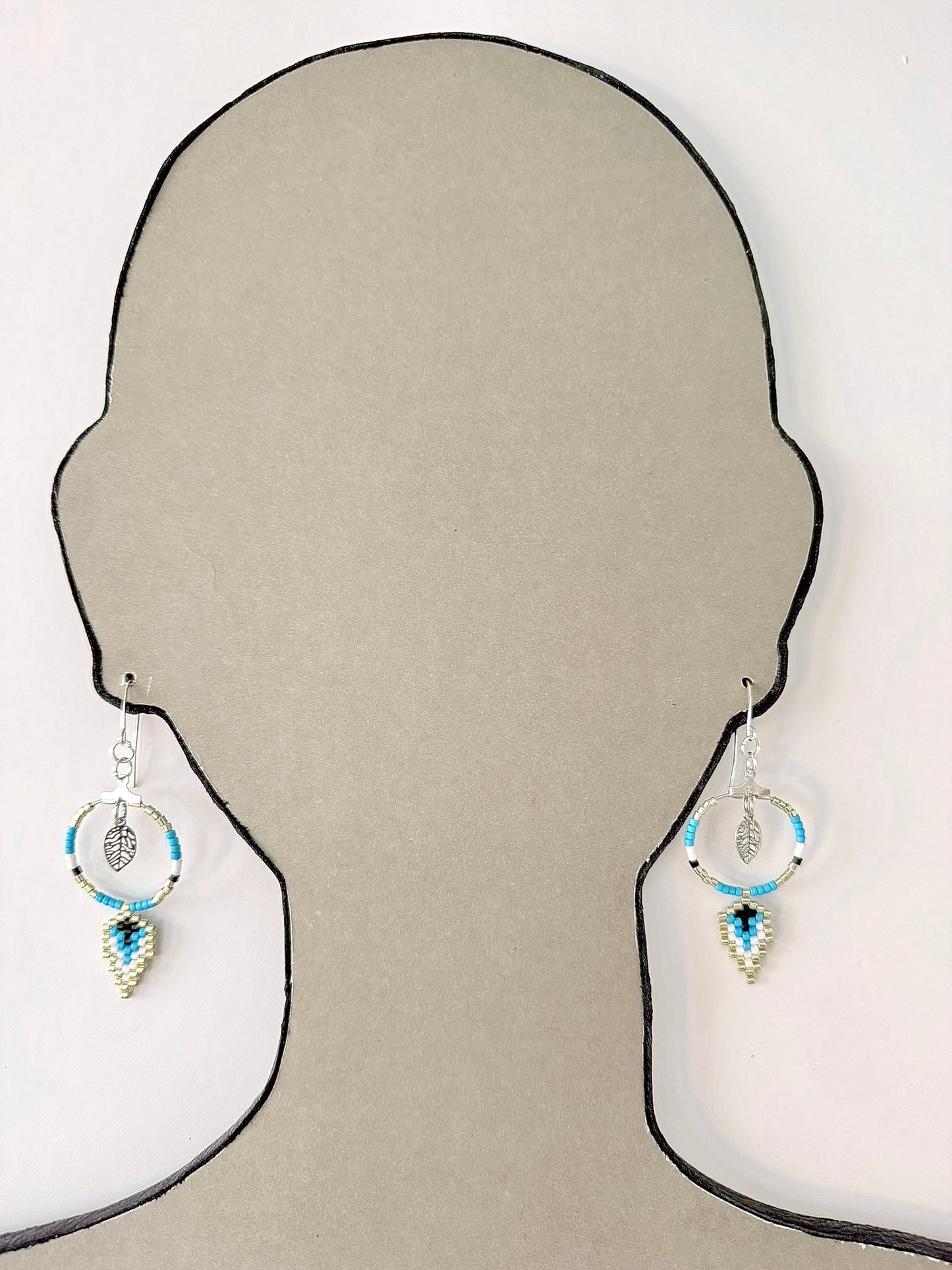 Indigenous Handmade Earrings - Miyuki Delica Beads (Blues & Silver)
