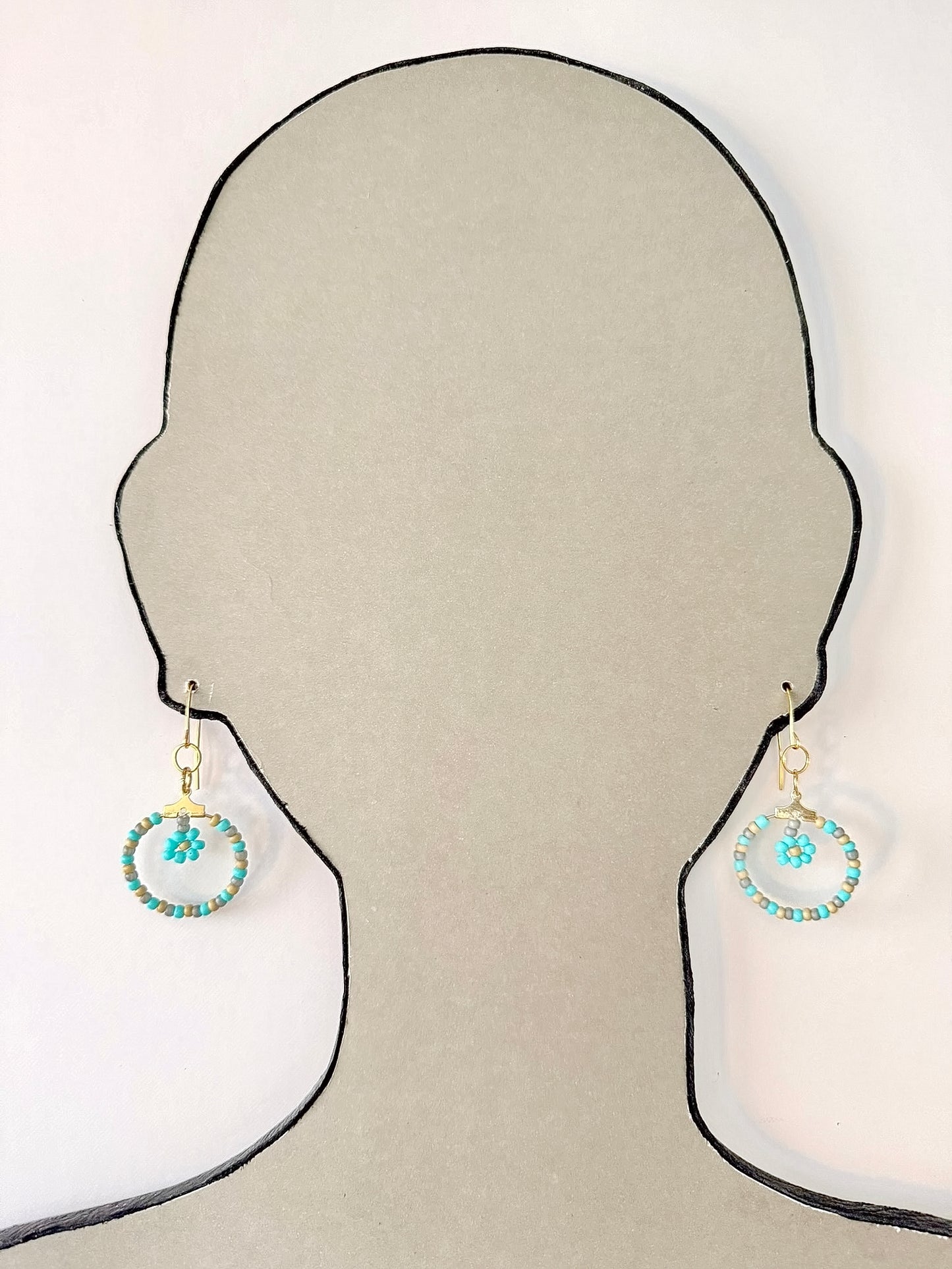 Indigenous Handmade Earrings - Miyuki Seed Beads (Blues & Grey)