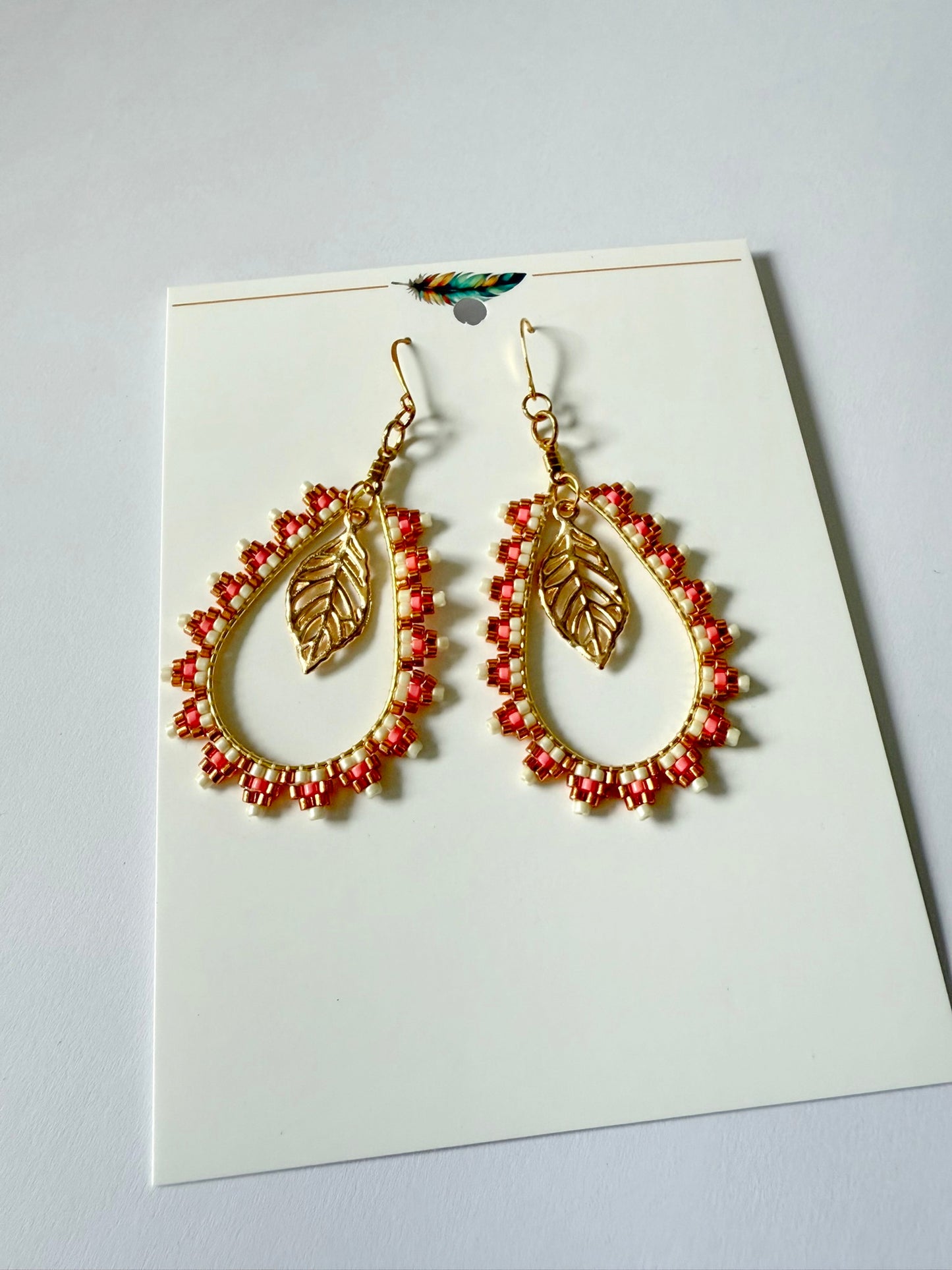 Miyuki Delica (Light Pink & Gold) - Indigenous Handmade Earrings