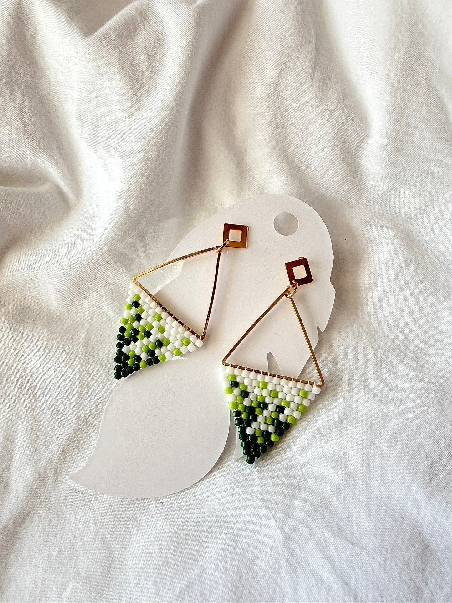 Toho Triangle (green) - Indigenous Handmade Earrings