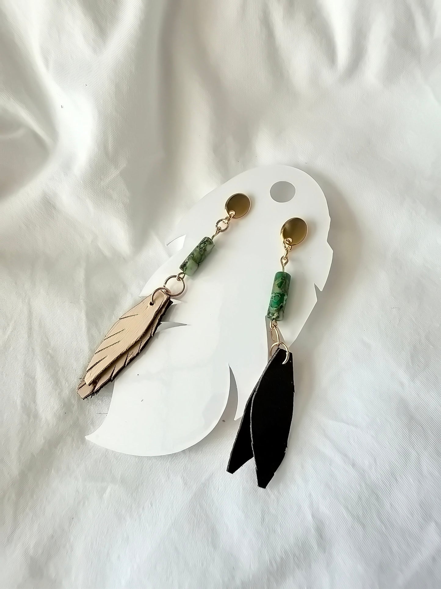 Imperial Sea Jasper w/Birch Bark - Indigenous Handmade Earrings