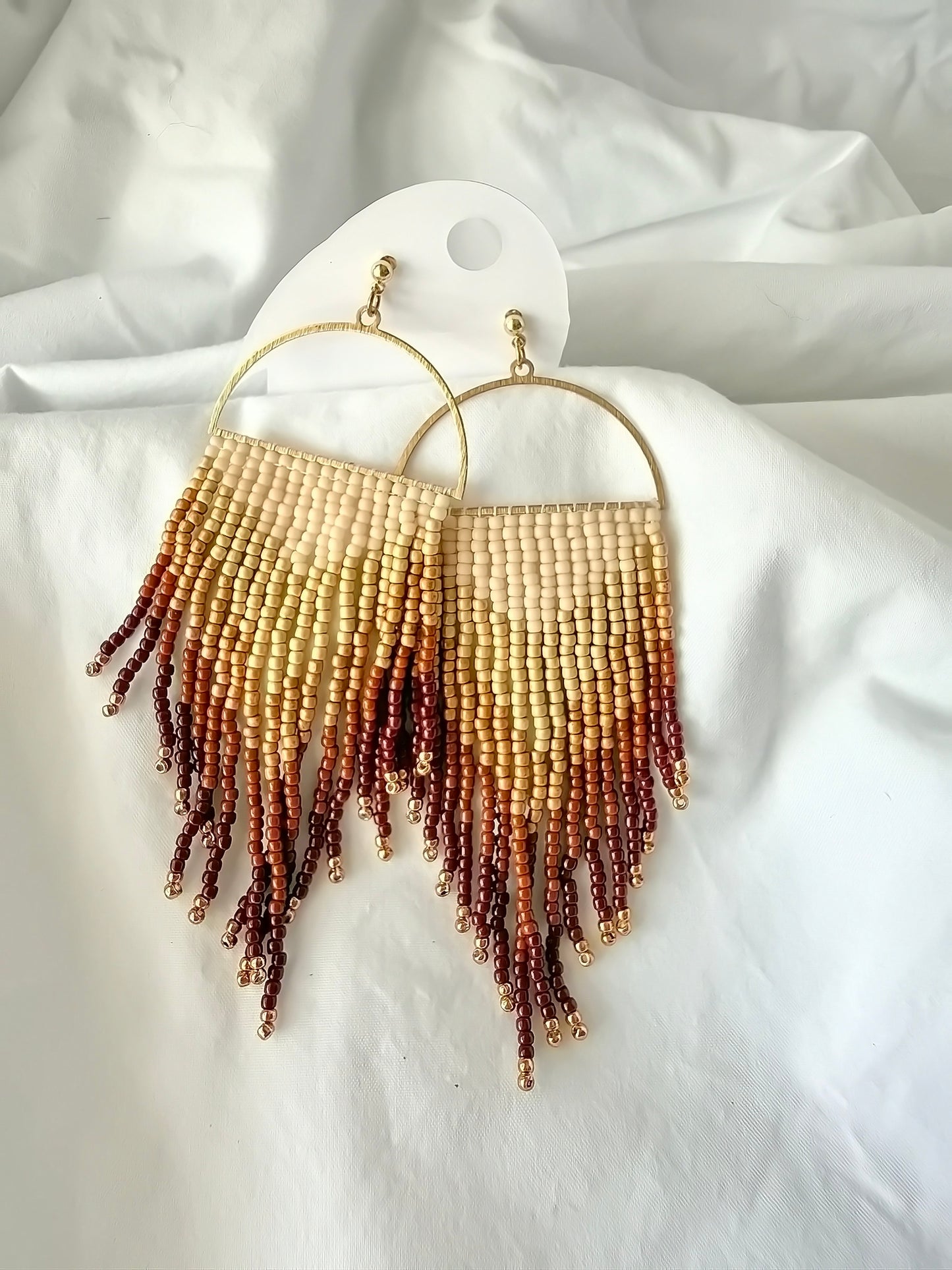 Toho Half Moon (browns) - Indigenous Handmade Earrings