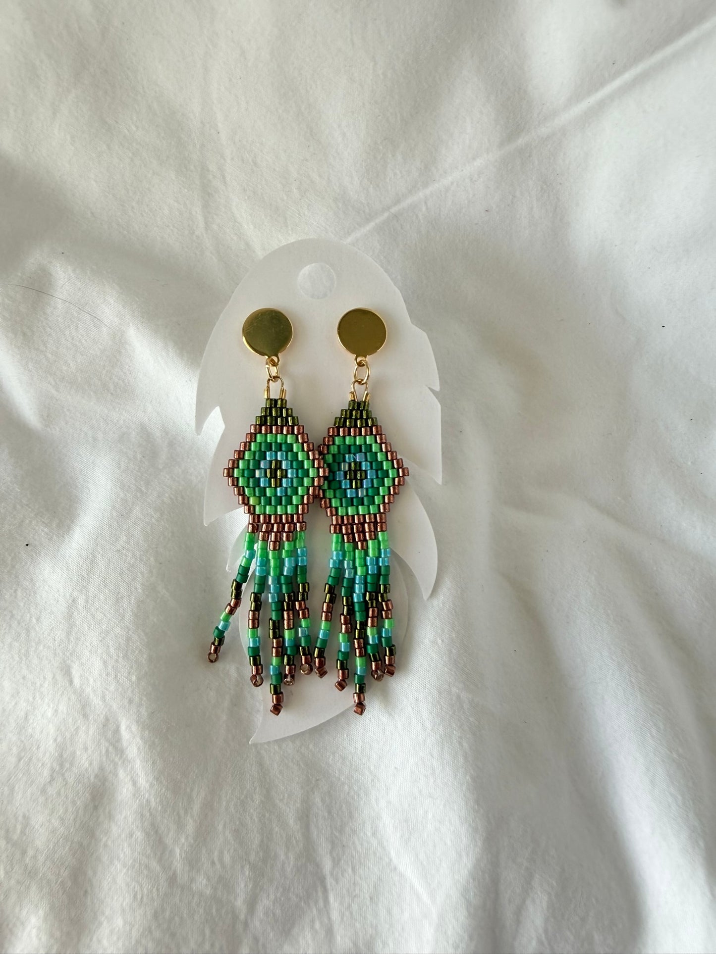 Miyuki Earrings - One Tier Greens