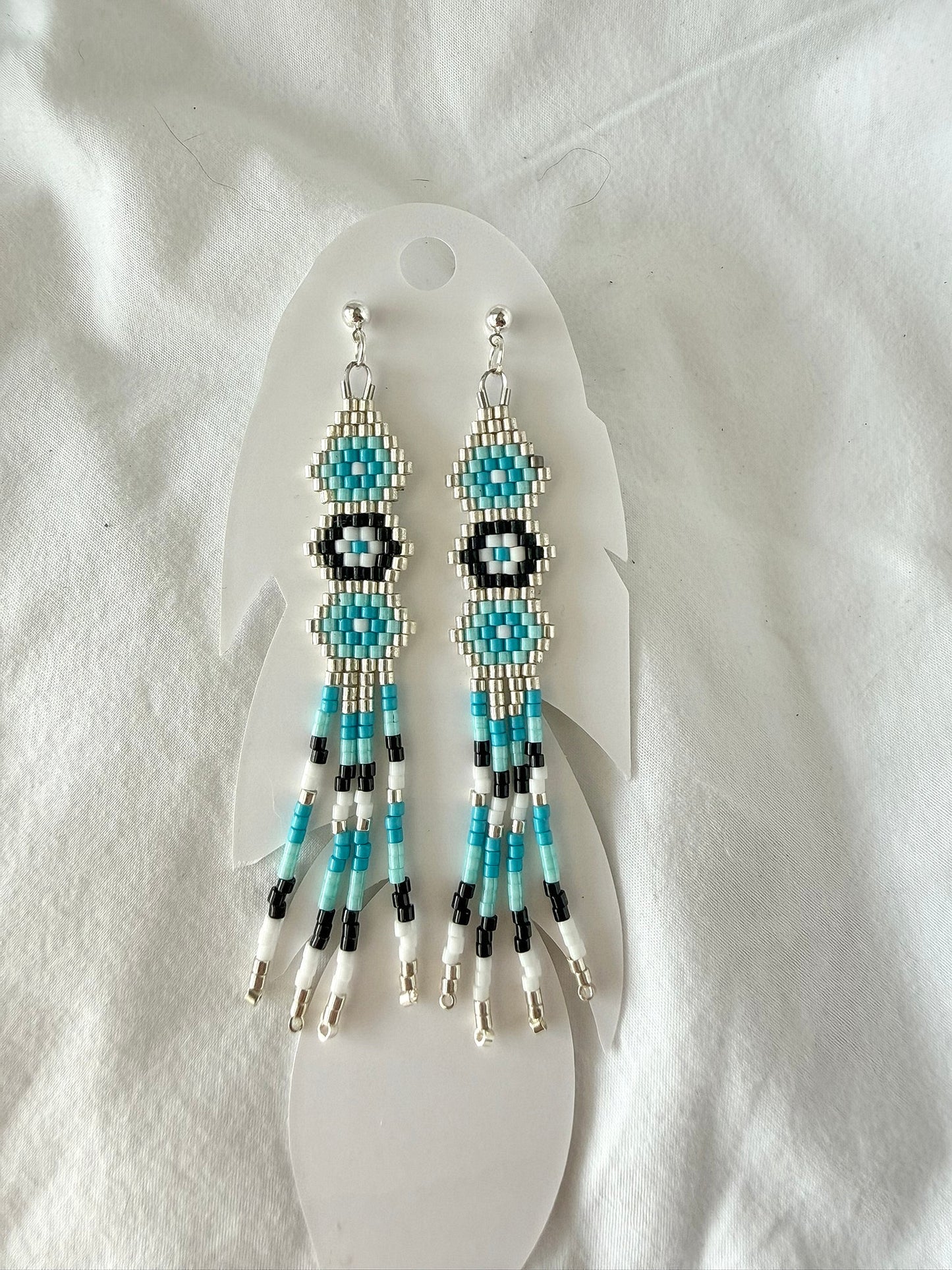 Miyuki Earrings - Three Tier Blues