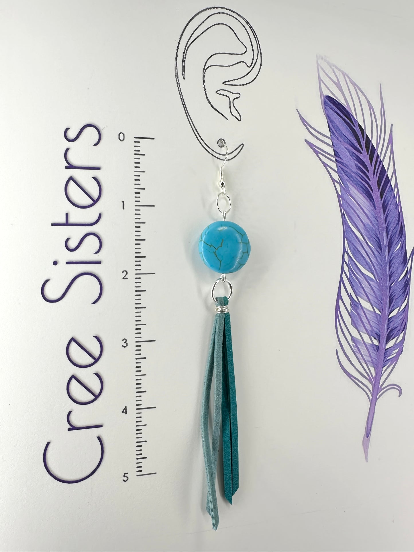 Boucles d'oreilles indigènes faites à la main - Howlite