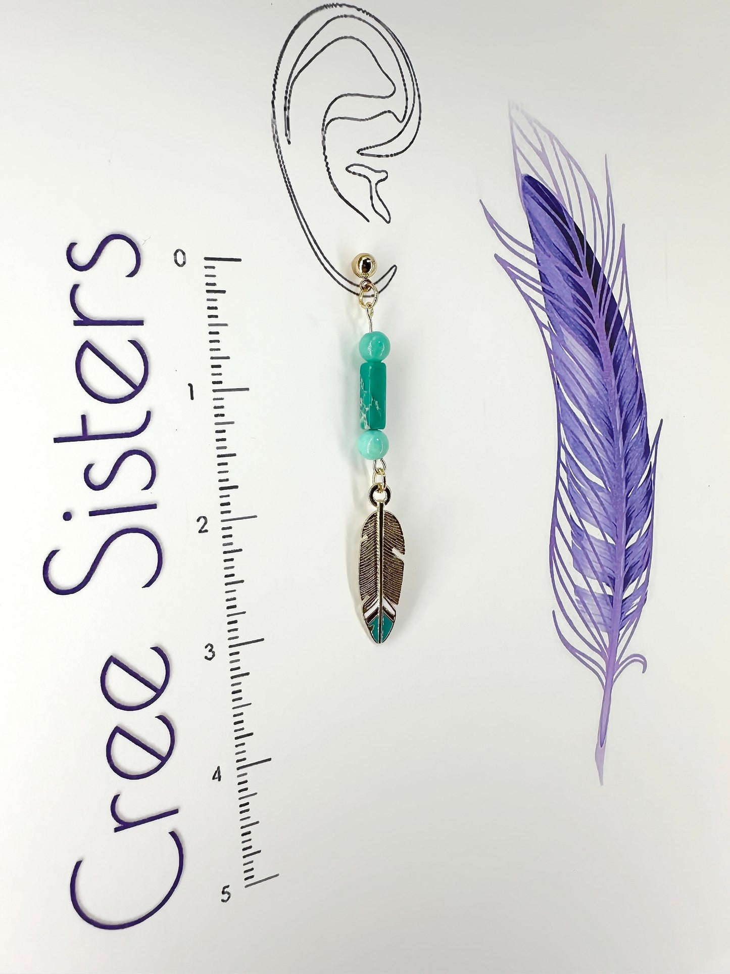 Indigenous Handmade Earrings - Green Sea Sediment Imperial Jasper & Blue Aqua Quartzite