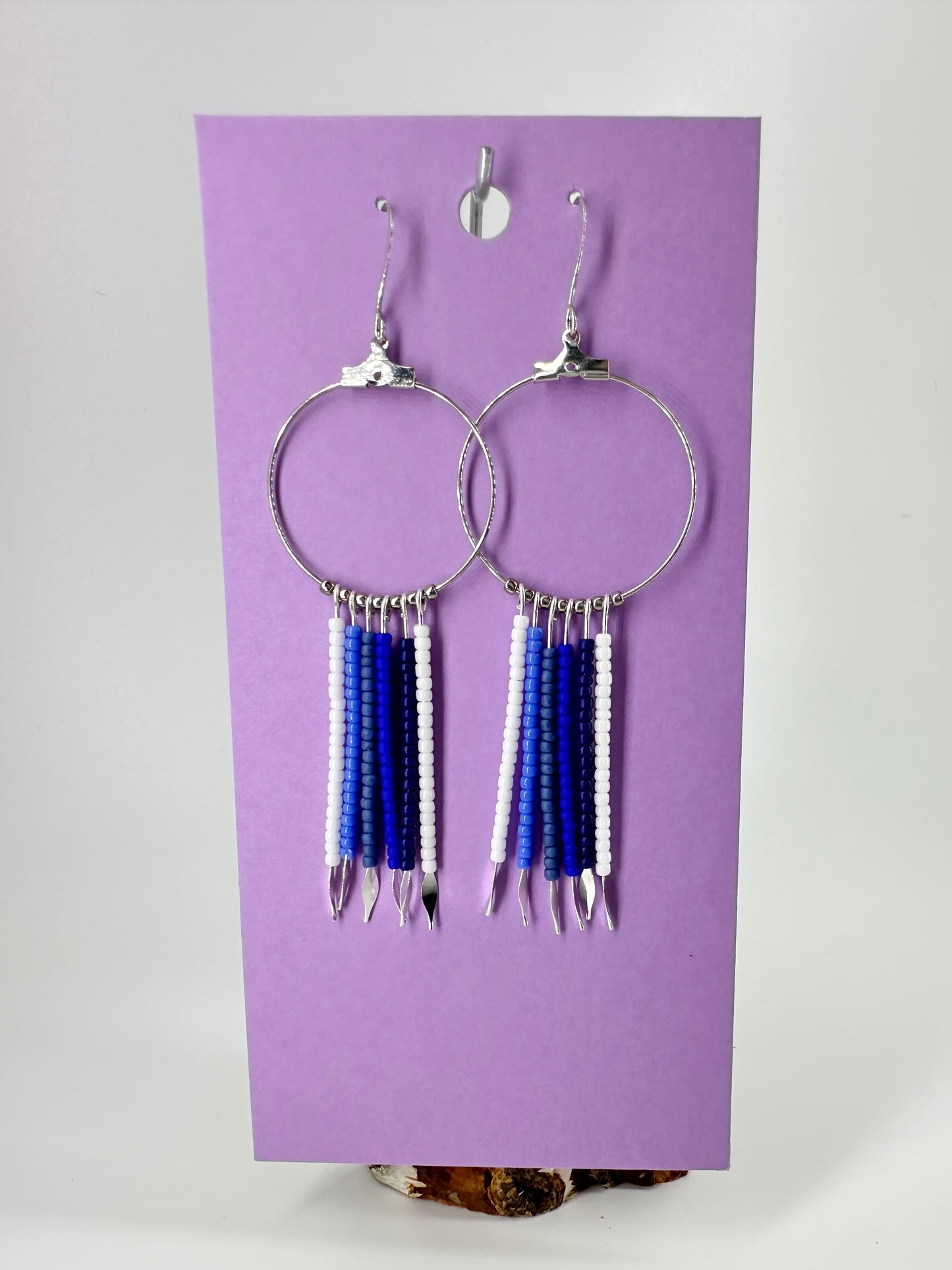 Boucles d'oreilles artisanales indigènes - Perles de rocaille multibrins