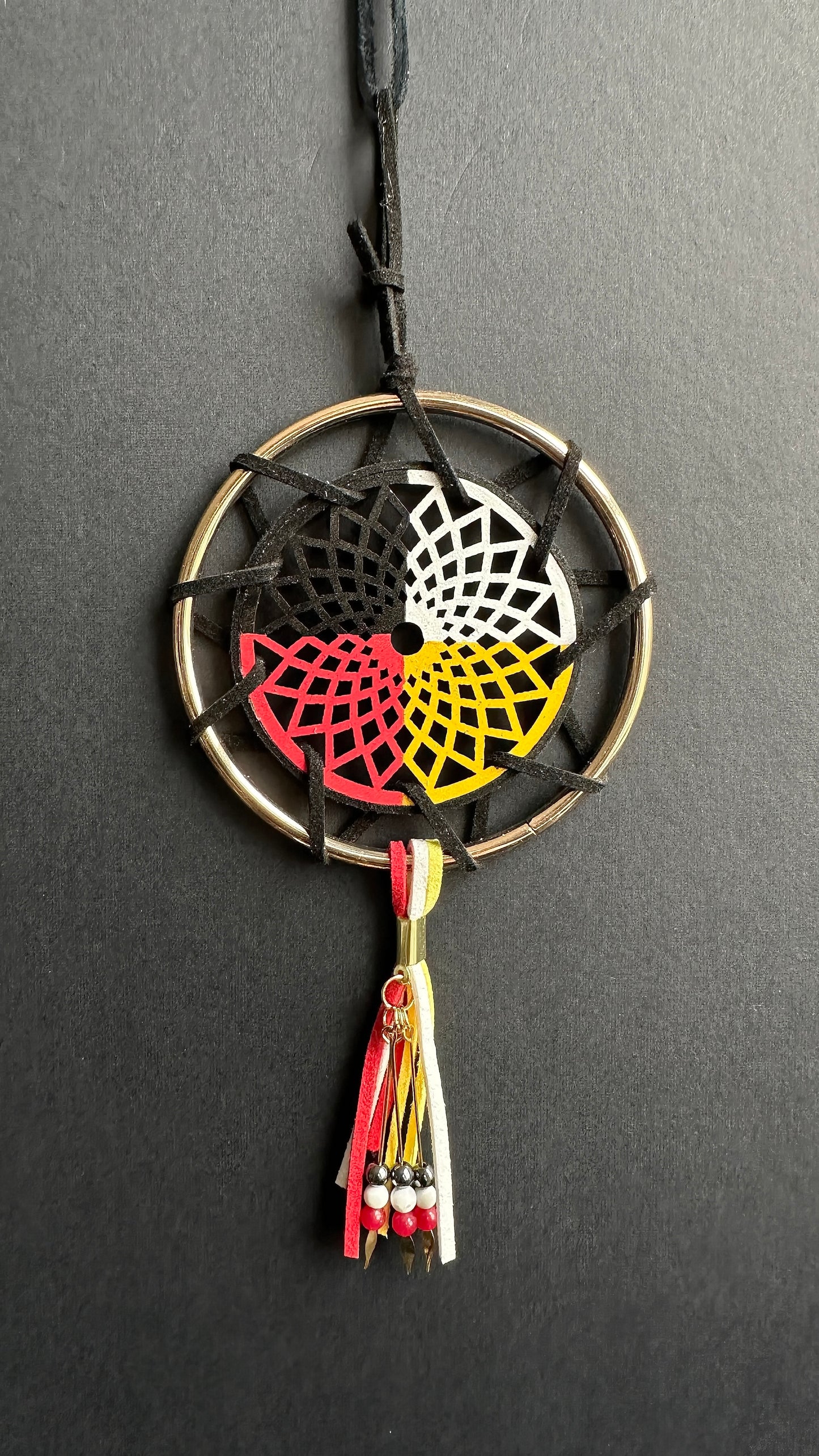 Hand painted Wooden Dreamcatcher w/ 4 Sacred Colours (M)