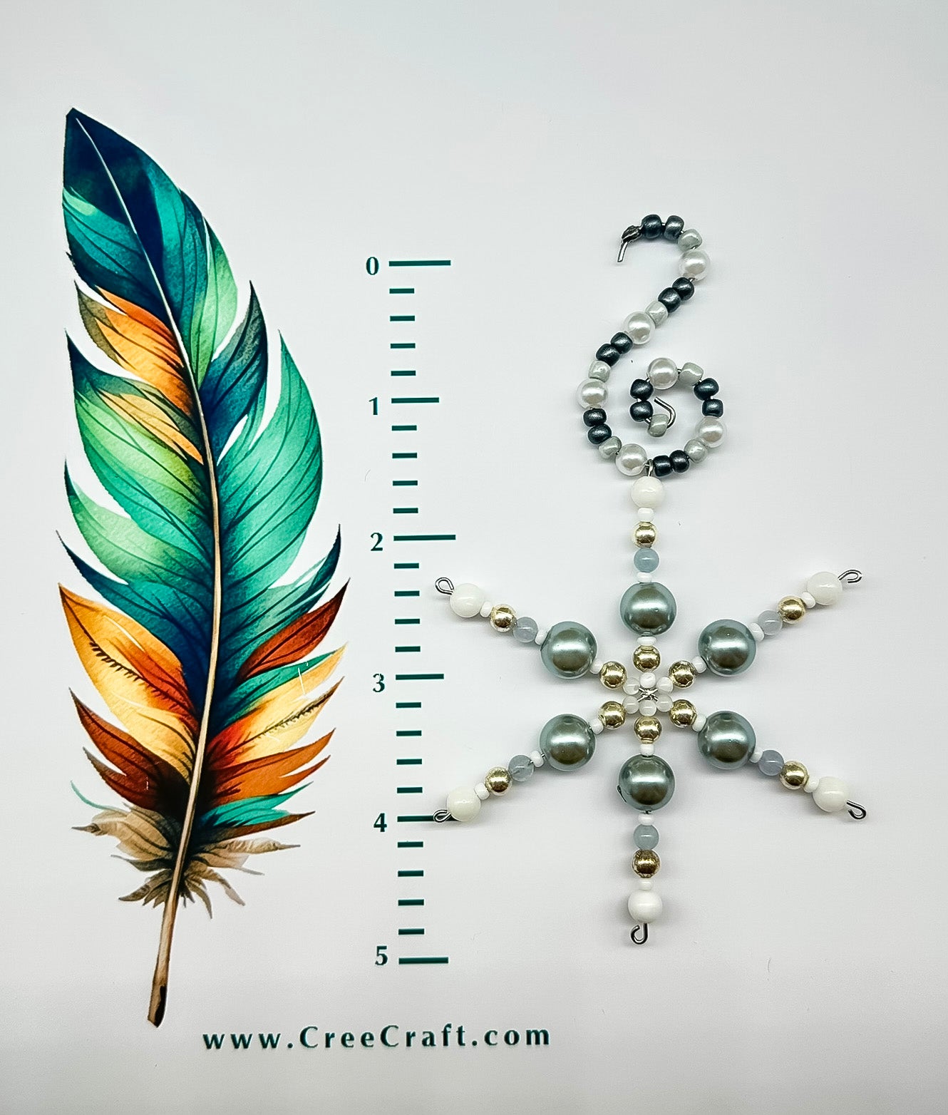 Snowflake - Beaded Ornament (small) w/ Card