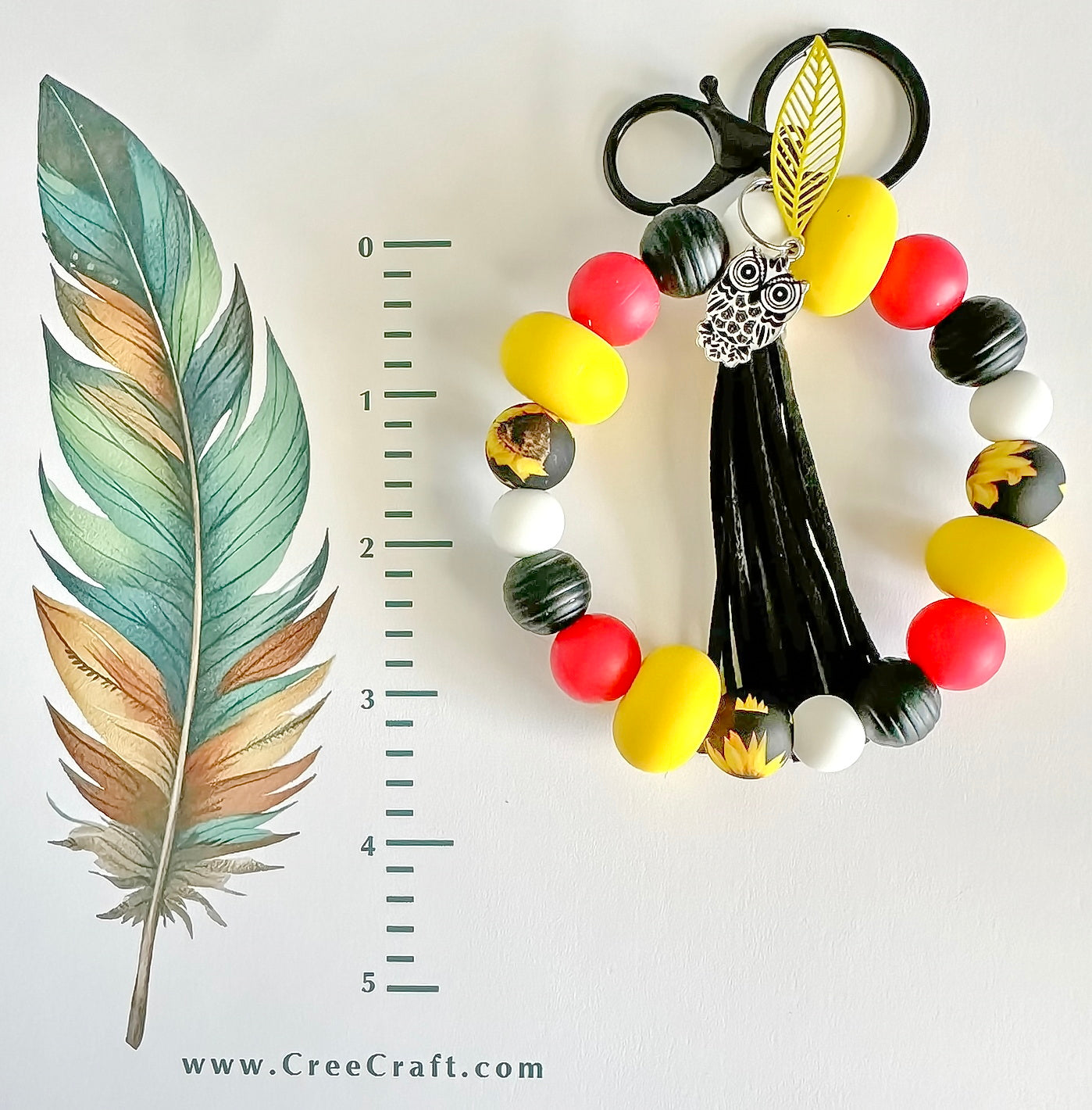 Pochette-bracelet - Hibou et tournesol