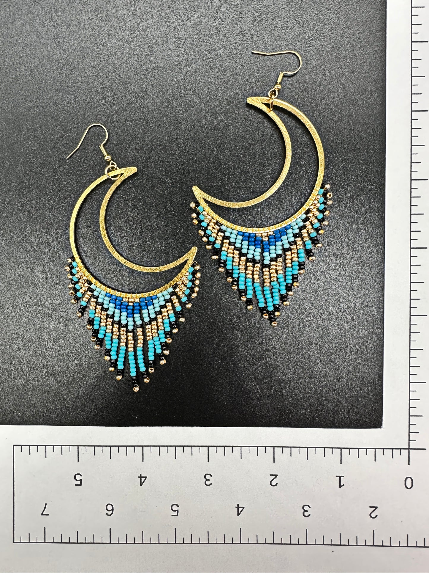 Indigenous Handcrafted Beaded Earrings - 'Shape' Series - Blue Moon