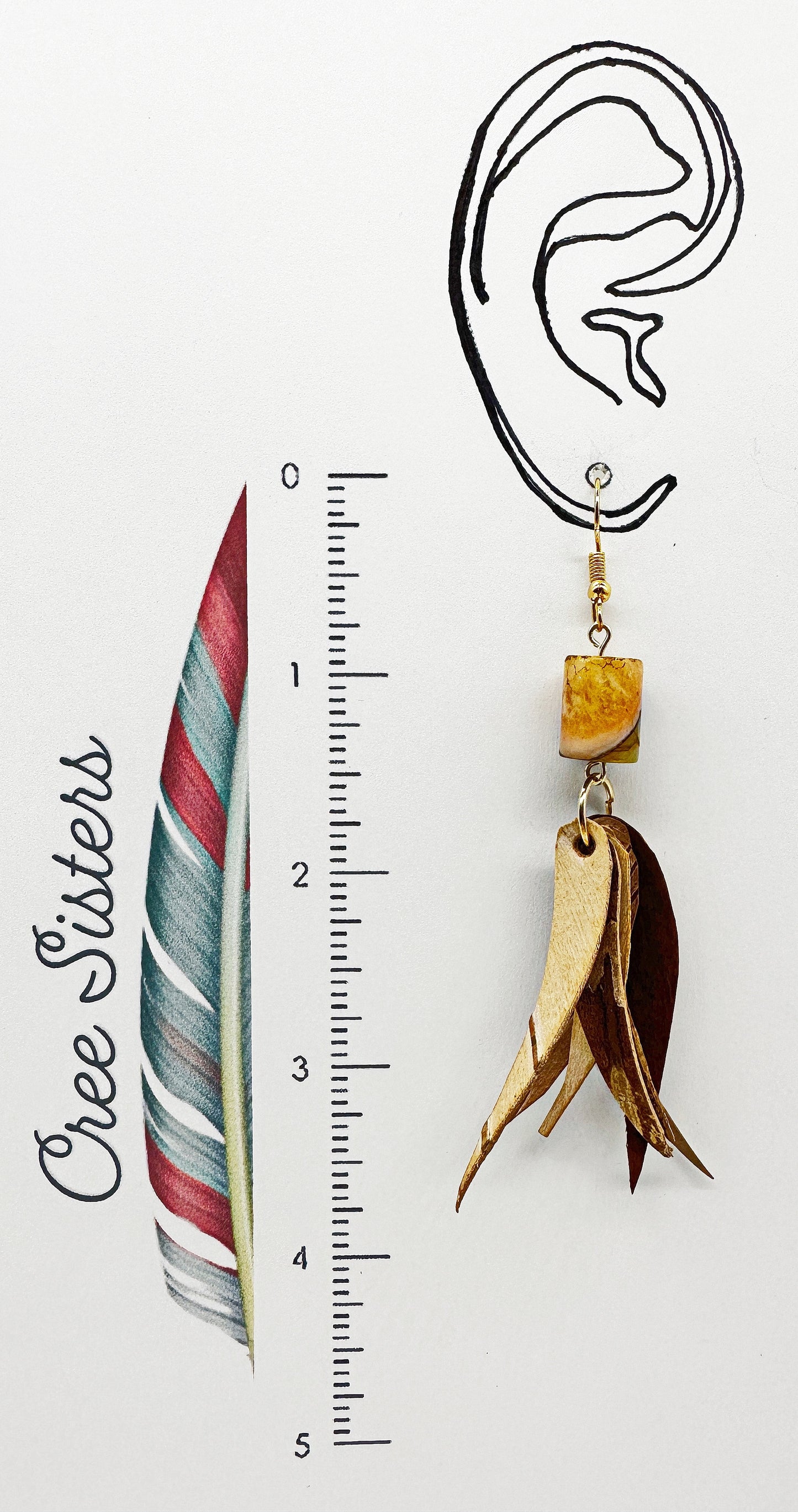 Indigenous Handcrafted Earrings - Birch Bark & Crazy Lace Agate