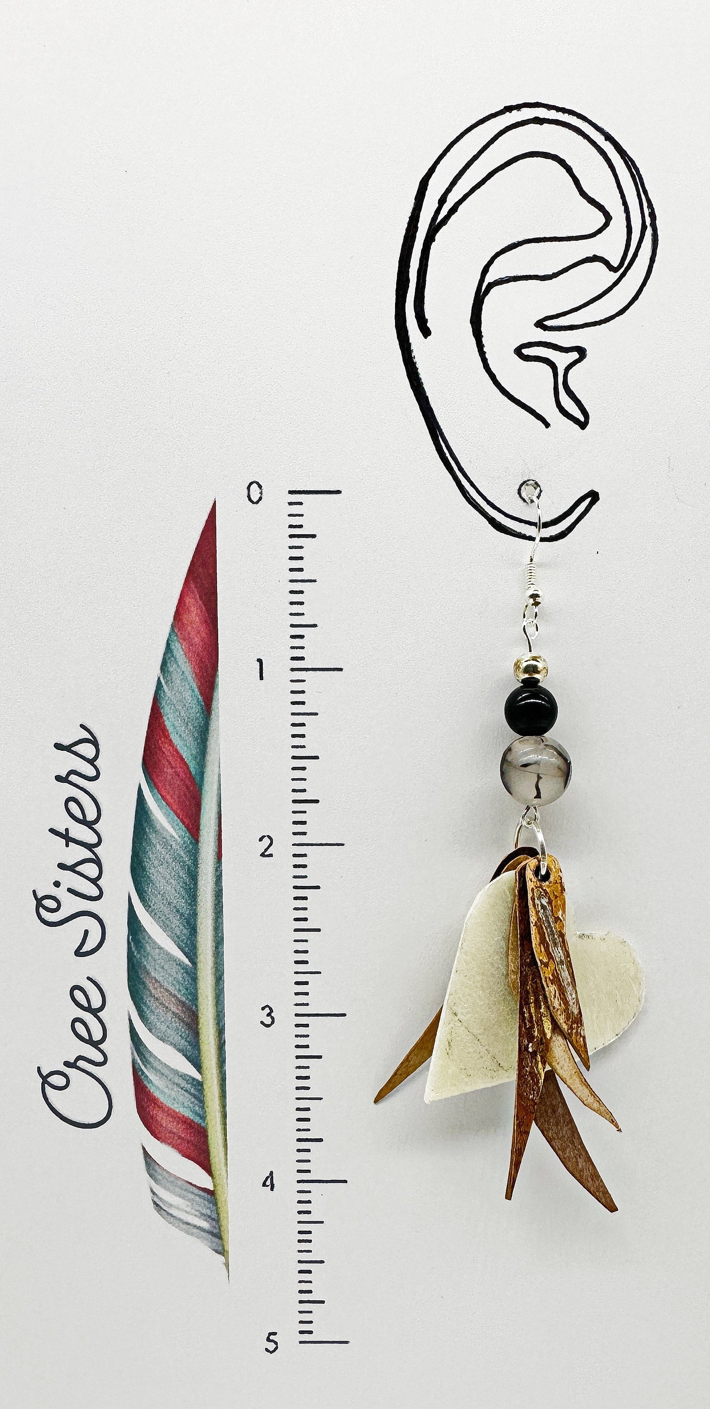 Indigenous Handcrafted Earrings - Birch Bark, Dragon Vein and Obsidian