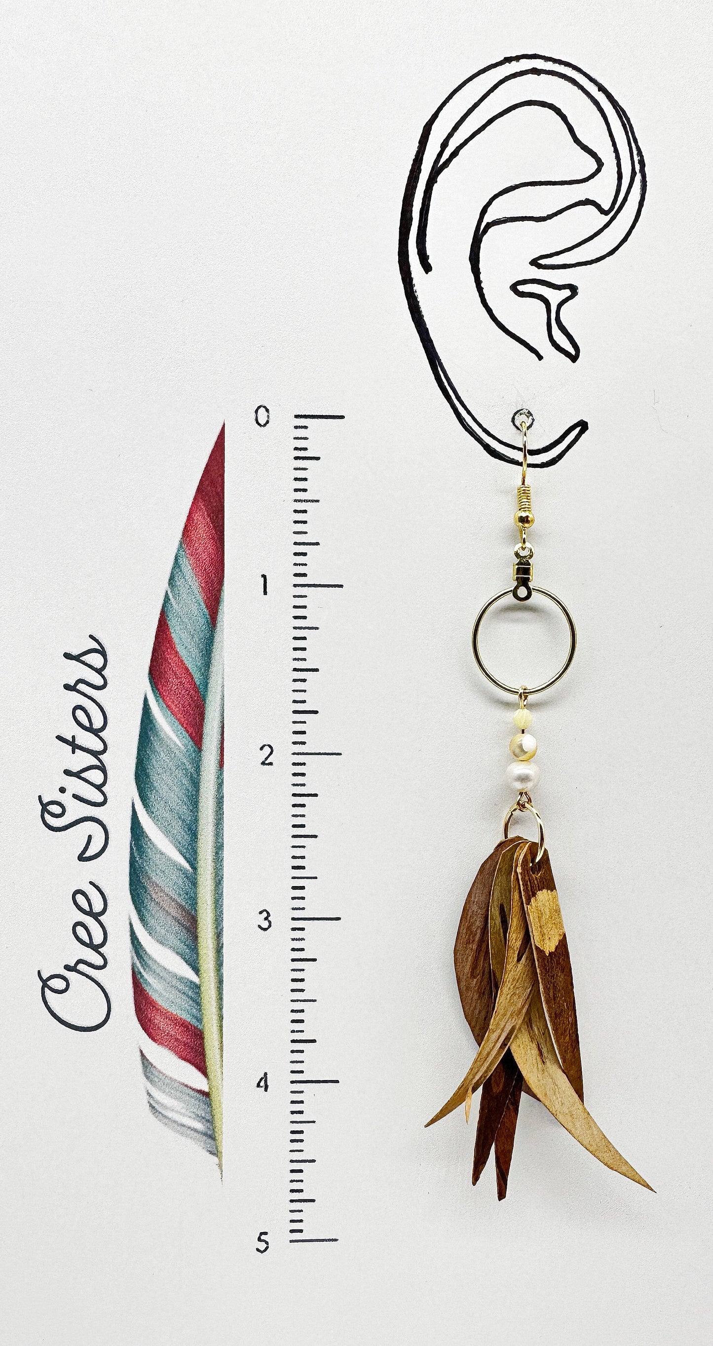 Indigenous Handcrafted Earrings - Birch Bark & Mother-of-Pearl