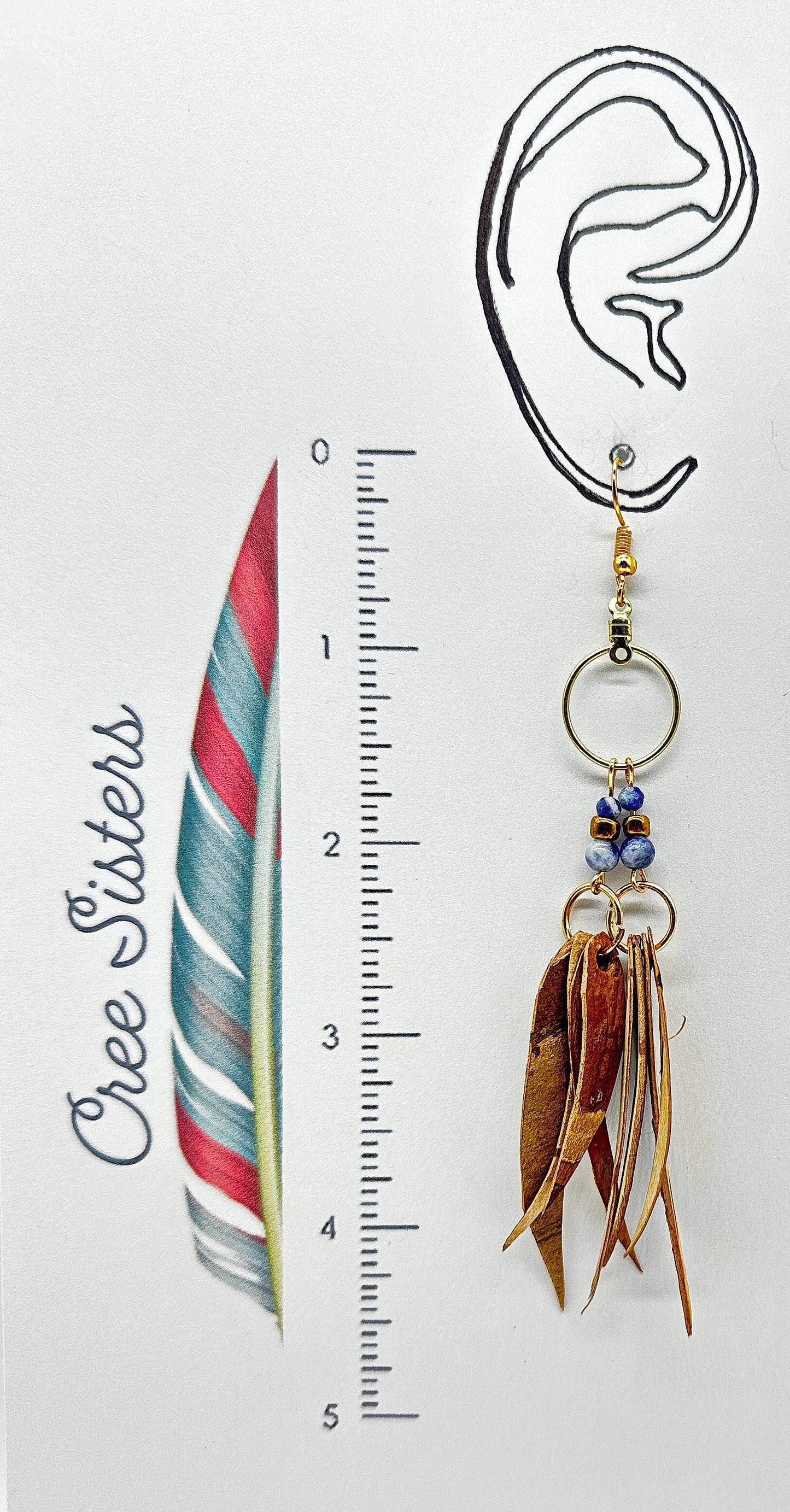 Indigenous Handcrafted Earrings - Birch Bark & Sodalite