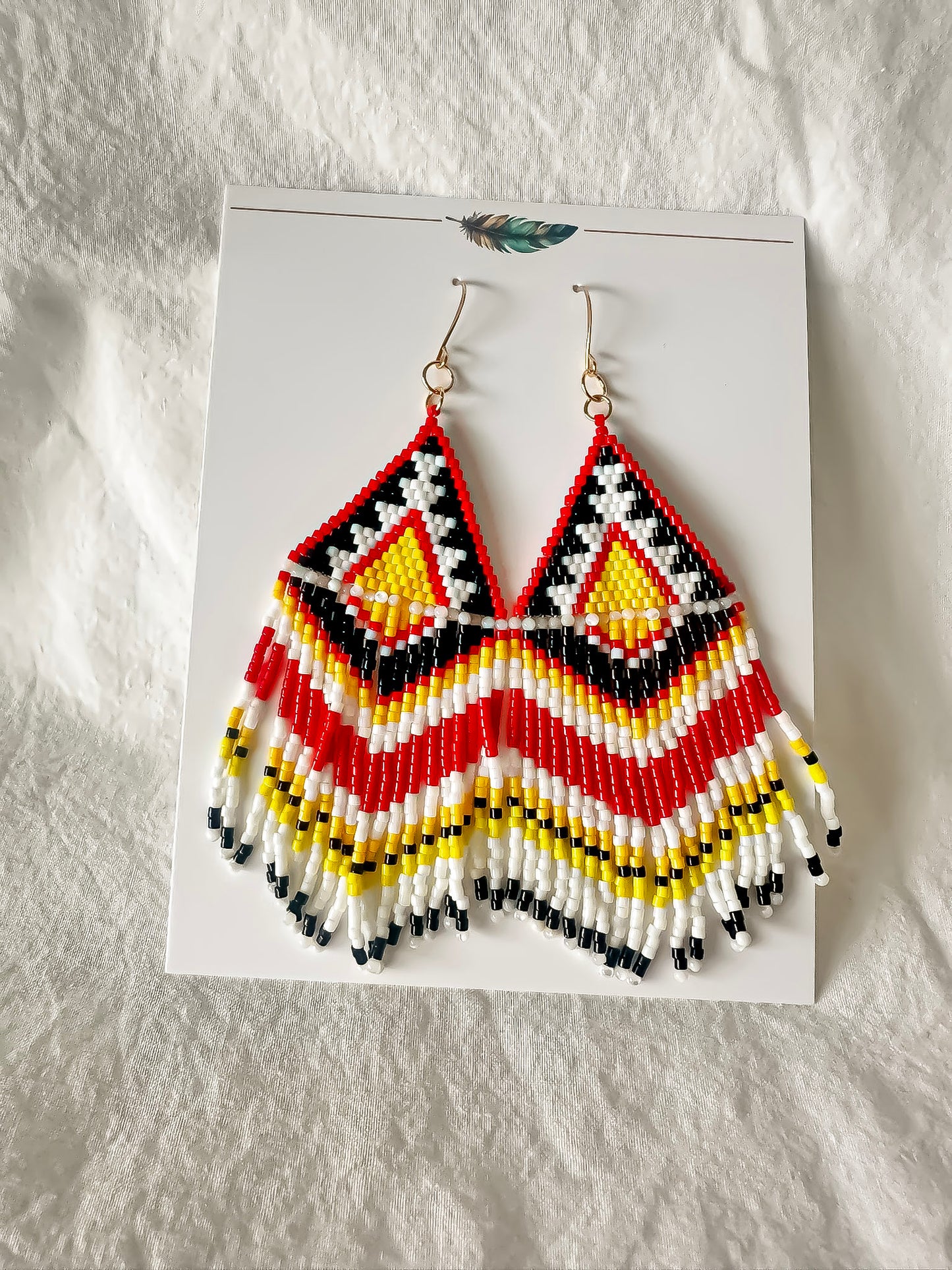 Indigenous Handmade Earrings - Miyuki Delica w/ Mother-of-Pearl