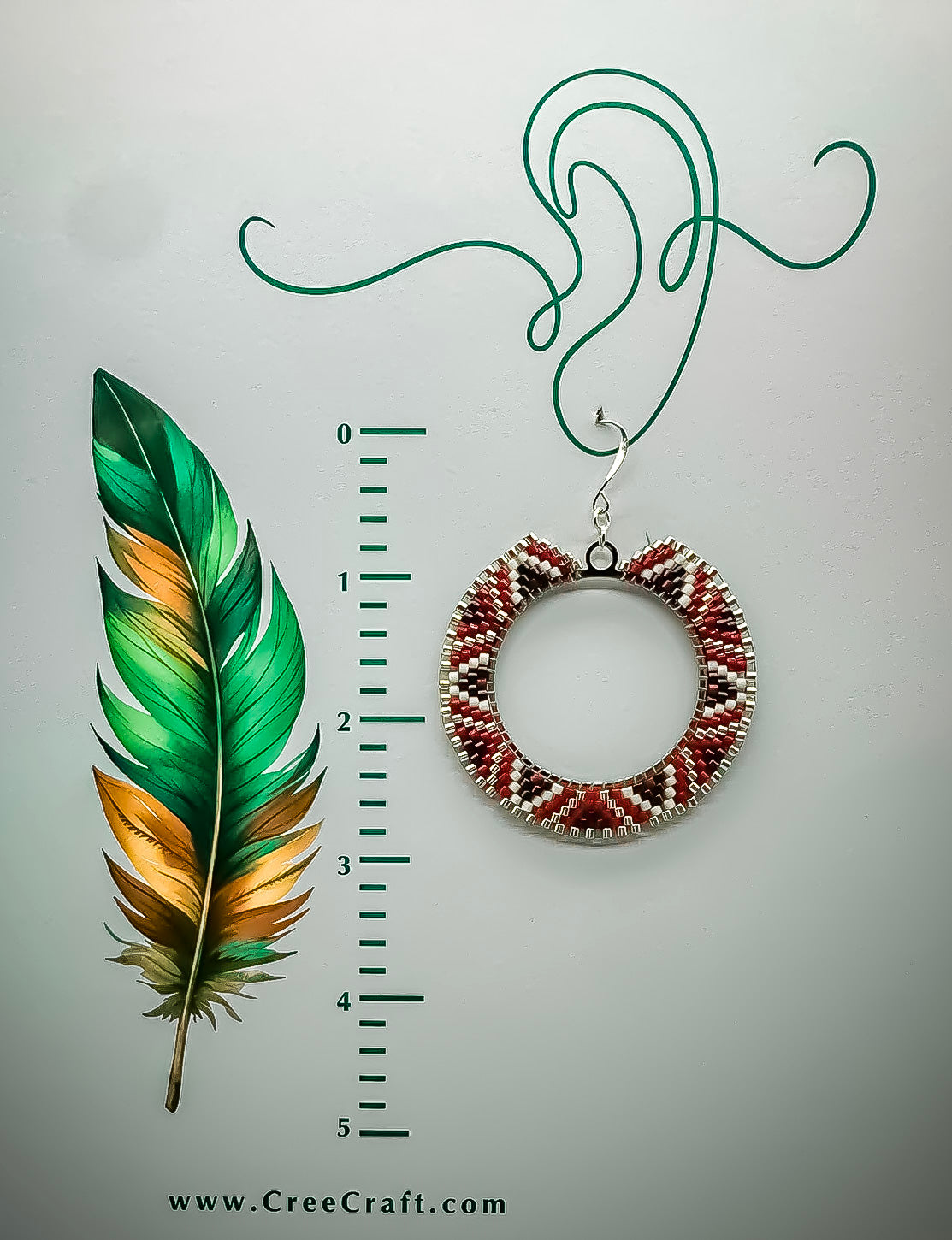 Indigenous Handcrafted Beaded Earrings - Red