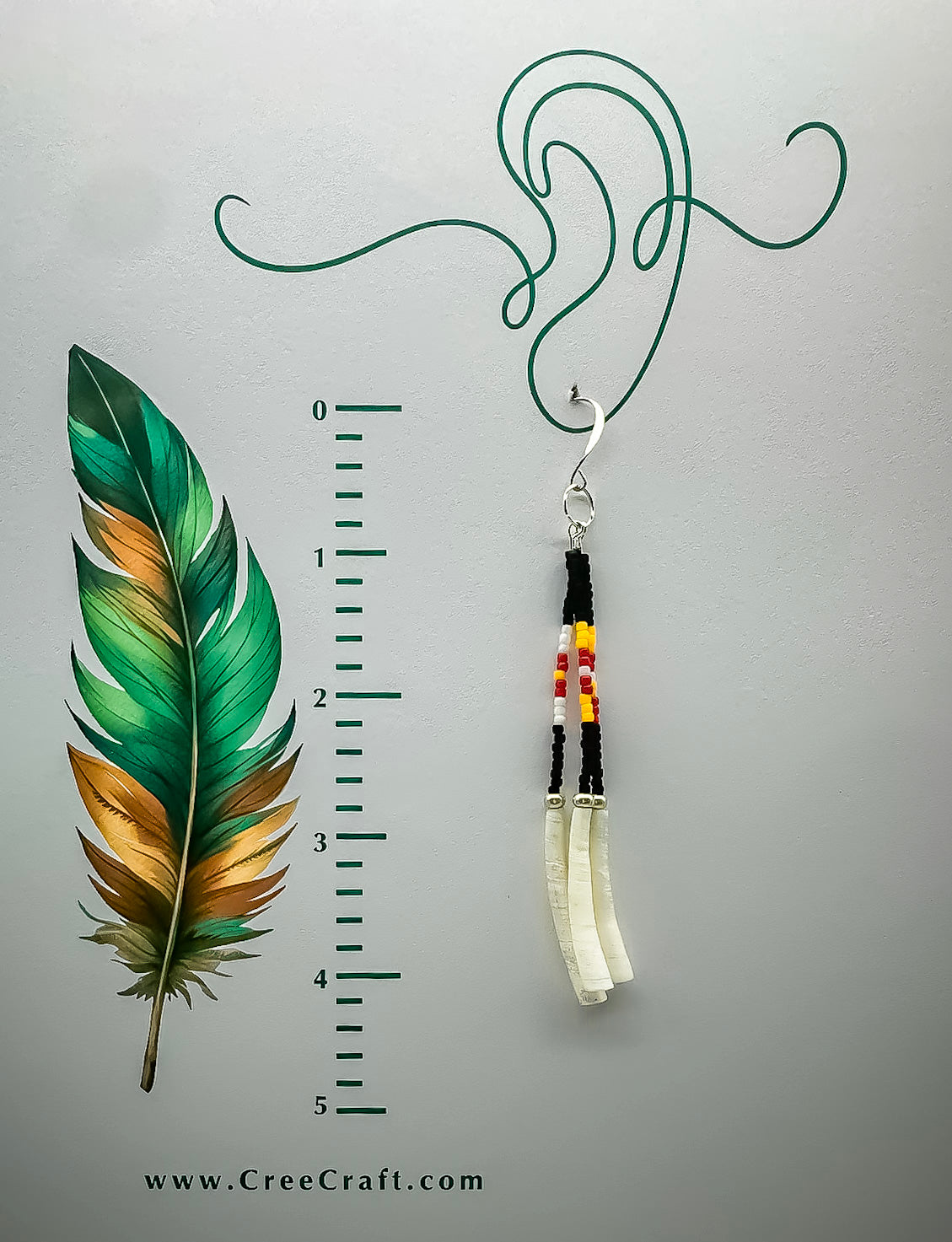 Indigenous Handcrafted Earrings - Dentalium Shells & 4 Sacred Colours