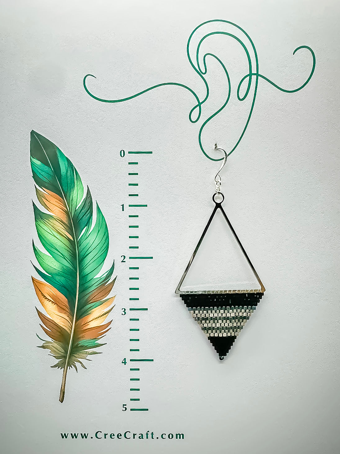 Indigenous Handcrafted Earrings - Miyuki Delica Beaded - Triangles