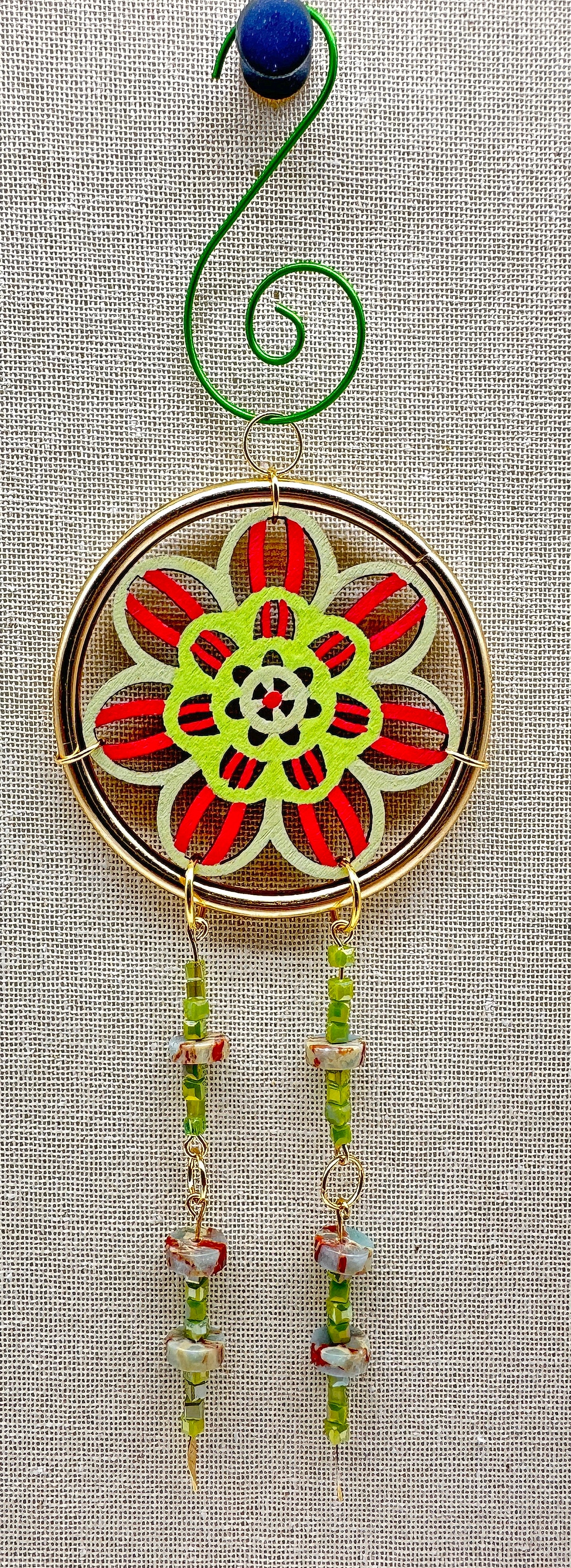 Hand painted Wooden Dreamcatcher w/ Serpentine (S)