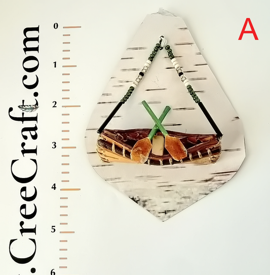 Handcrafted Birch Bark Canoe Ornament