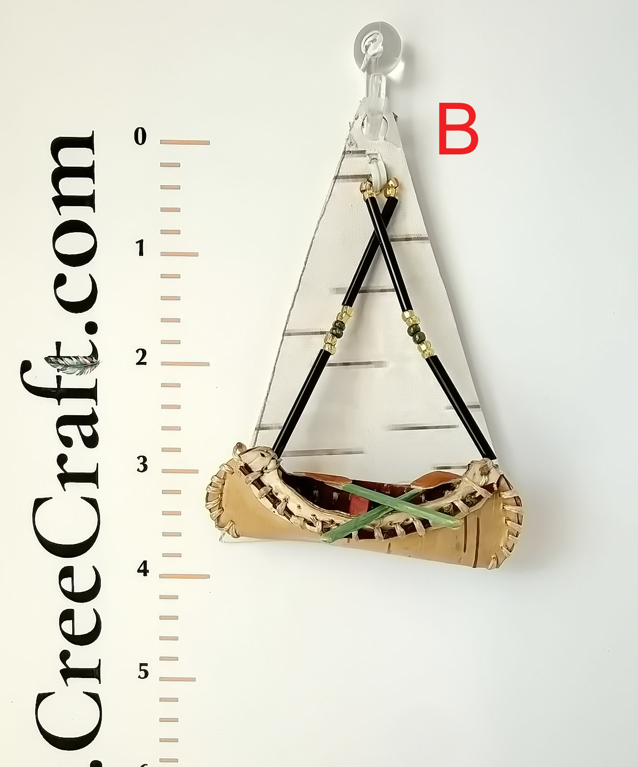 Handcrafted Birch Bark Canoe Ornament