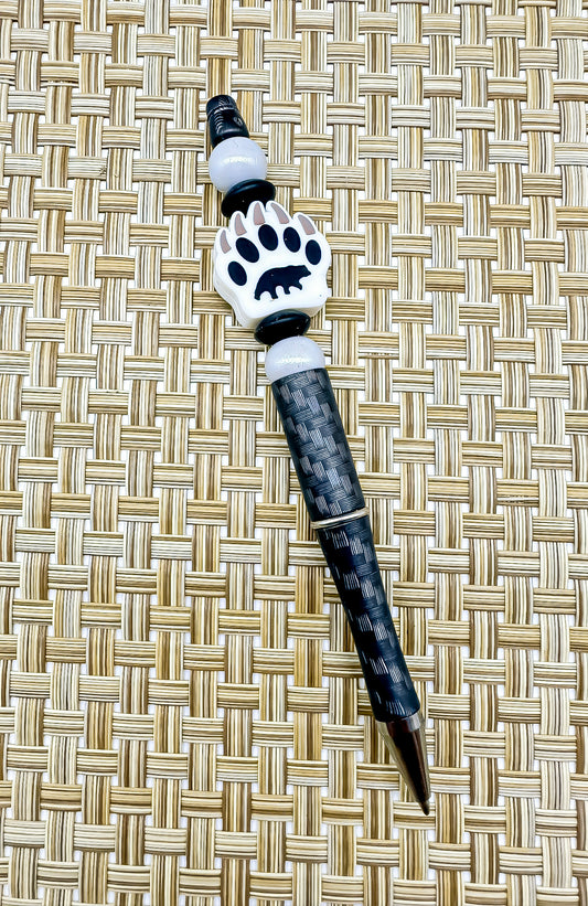 Beaded Ballpoint Pen - Bear Paw