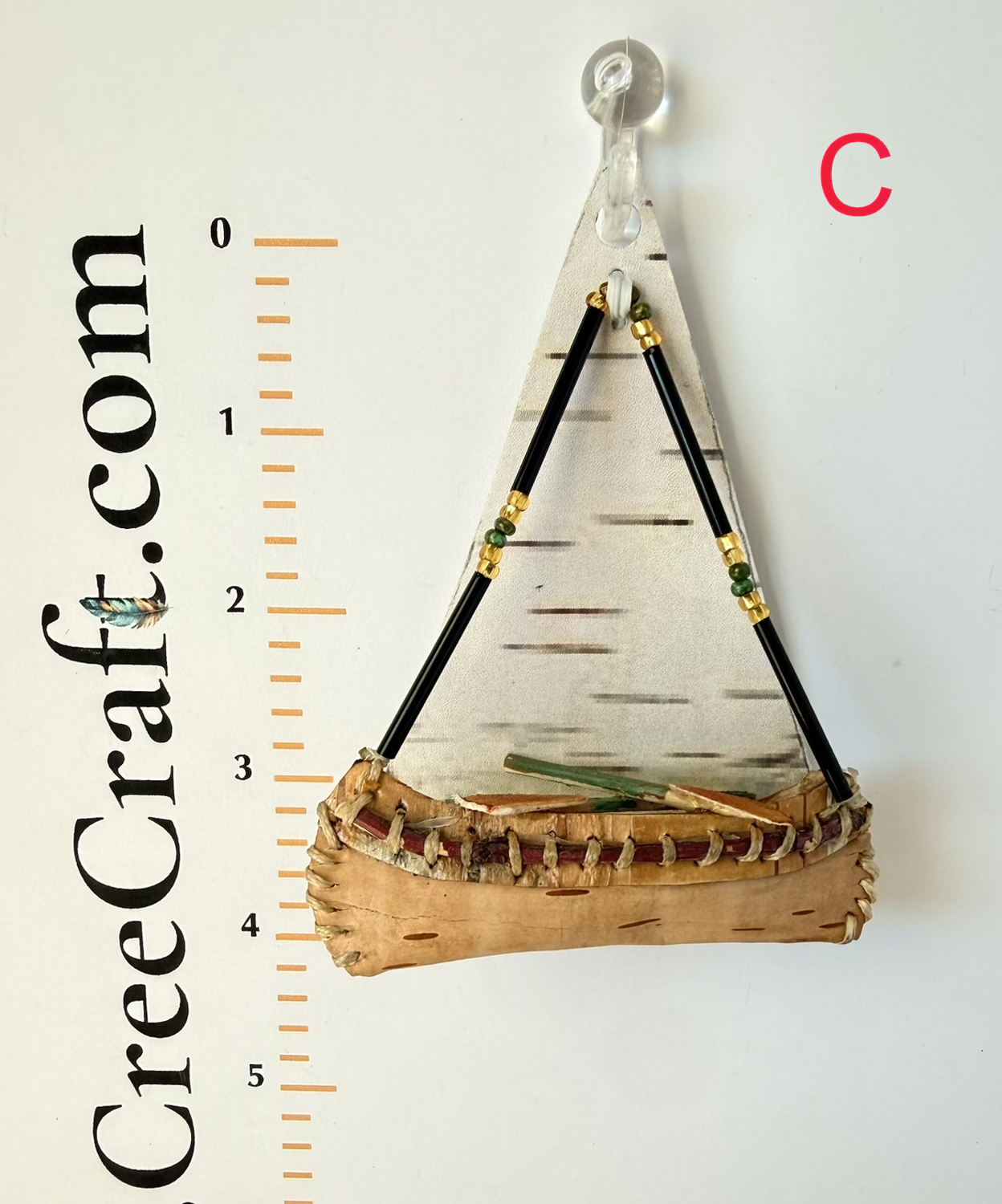 Handcrafted Birch Bark Canoe Ornament