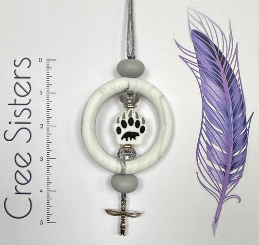 Car Charm - Bear Paw w/ Totem Pole