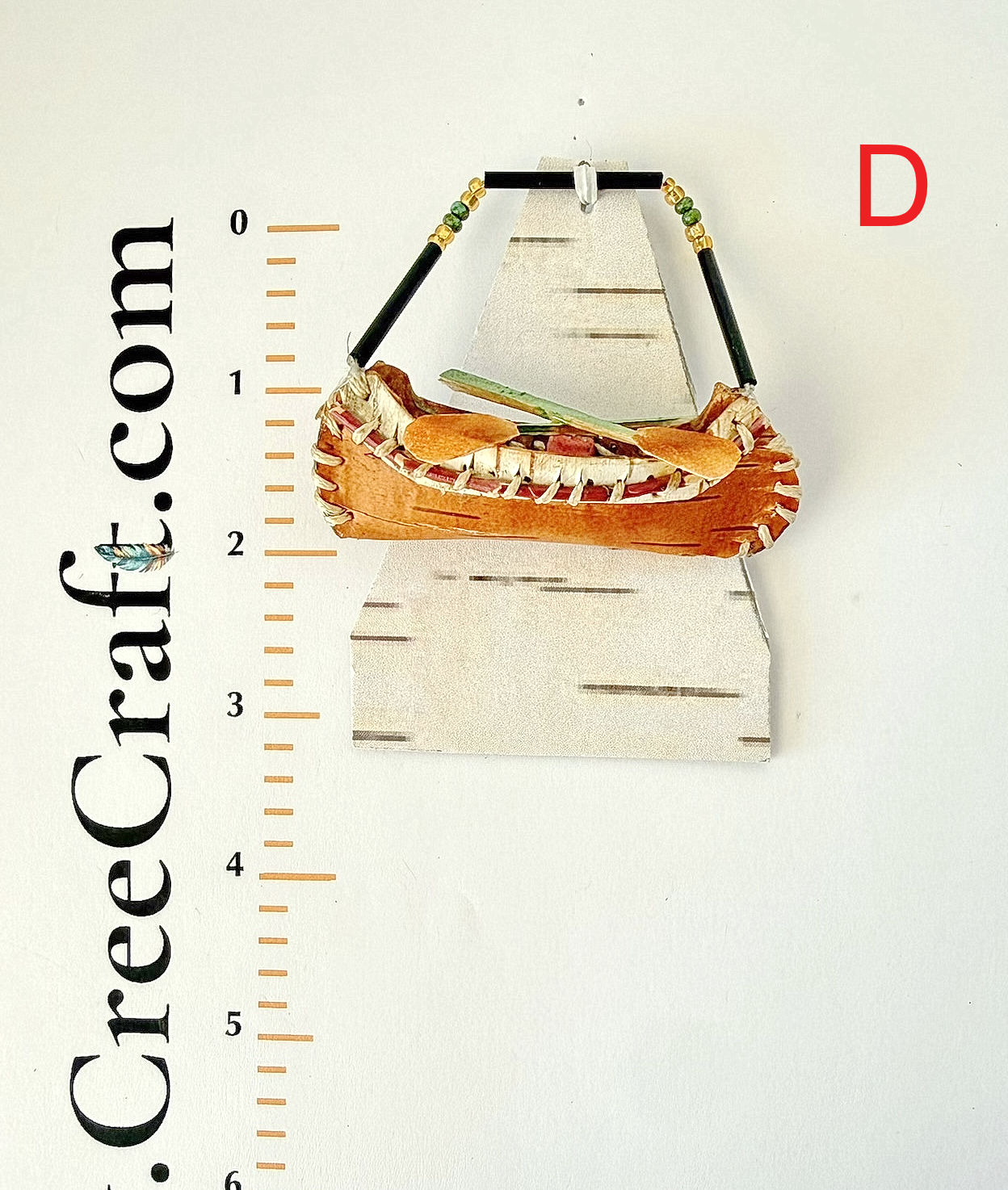 Handcrafted Birch Bark Canoe Ornament