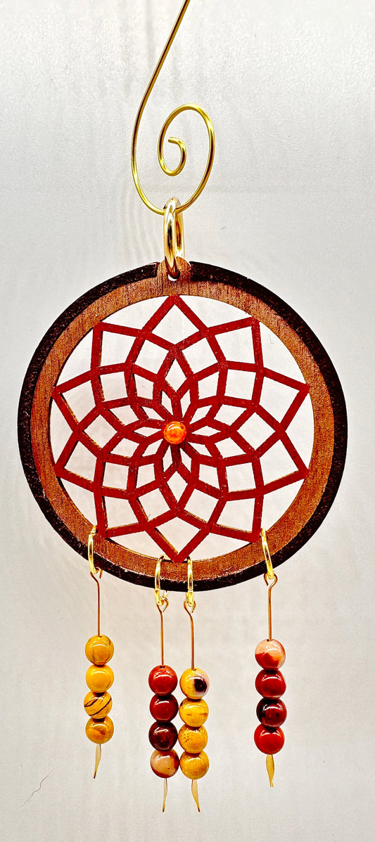 Hand painted Wooden Dreamcatcher w/ Mookaite & Quartzite (M)