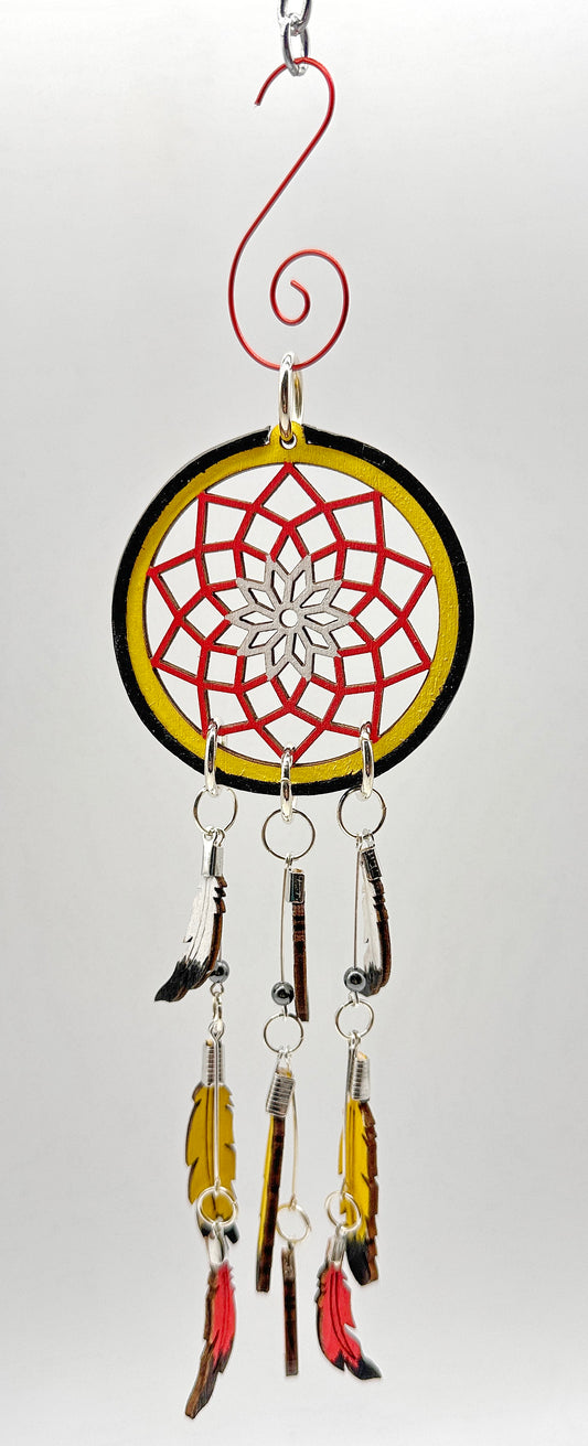 Hand painted Wooden Dreamcatcher w/ Hematite (S)