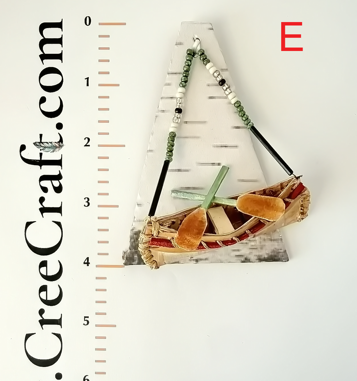 Handcrafted Birch Bark Canoe Ornament