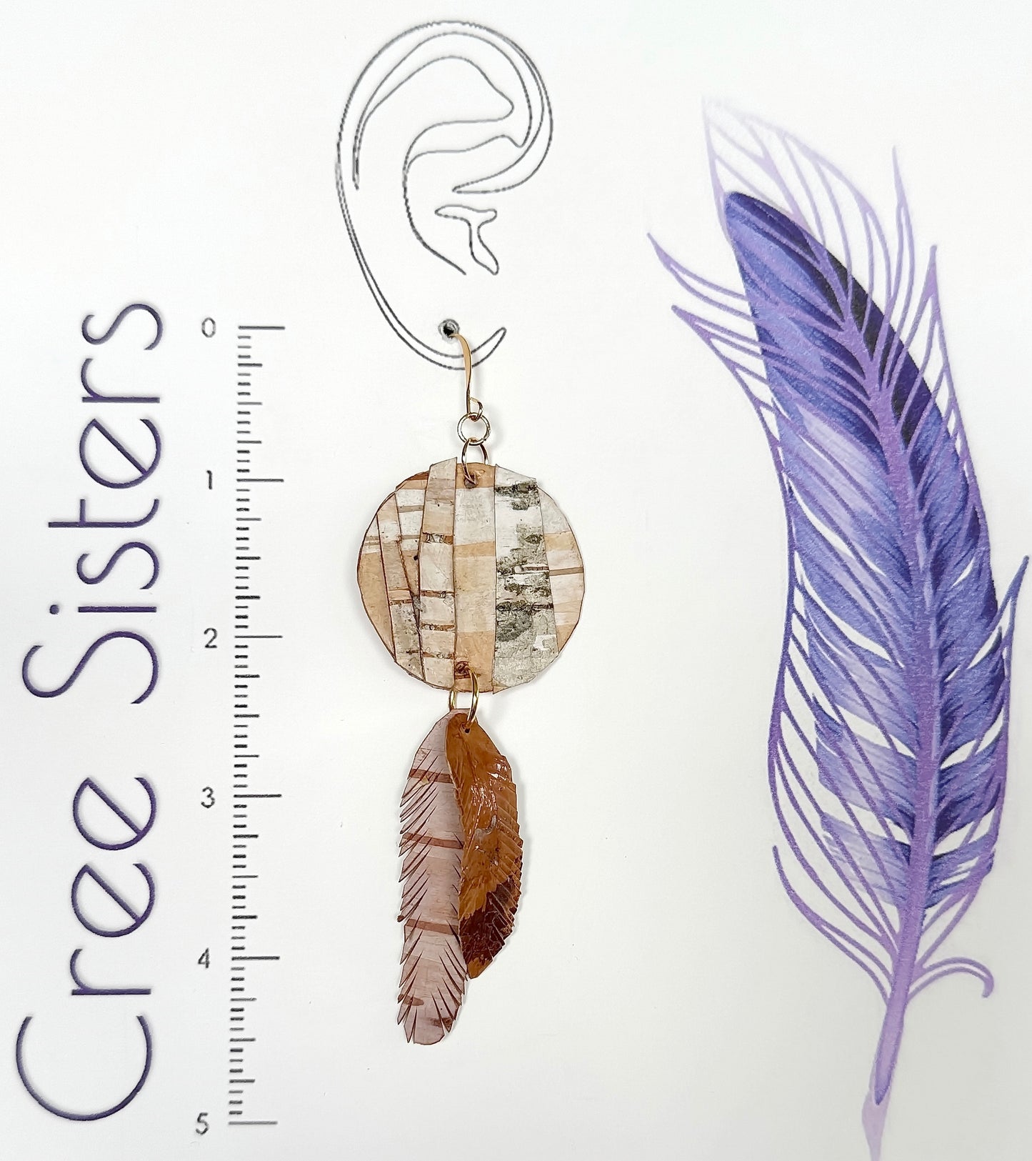 Indigenous Handmade Birch Bark Earrings