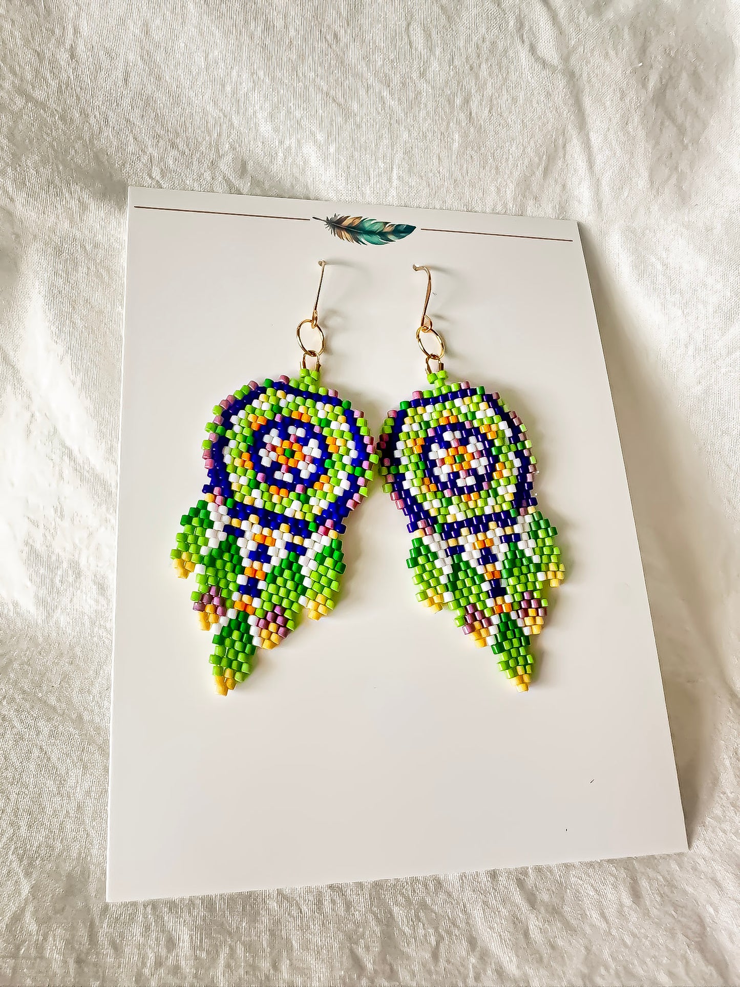 Indigenous Handmade Earrings - Miyuki Delica Beads - Dreamcatcher