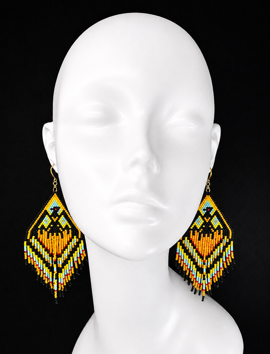 Boucles d'oreilles indigènes faites à la main - Attrape-rêves 