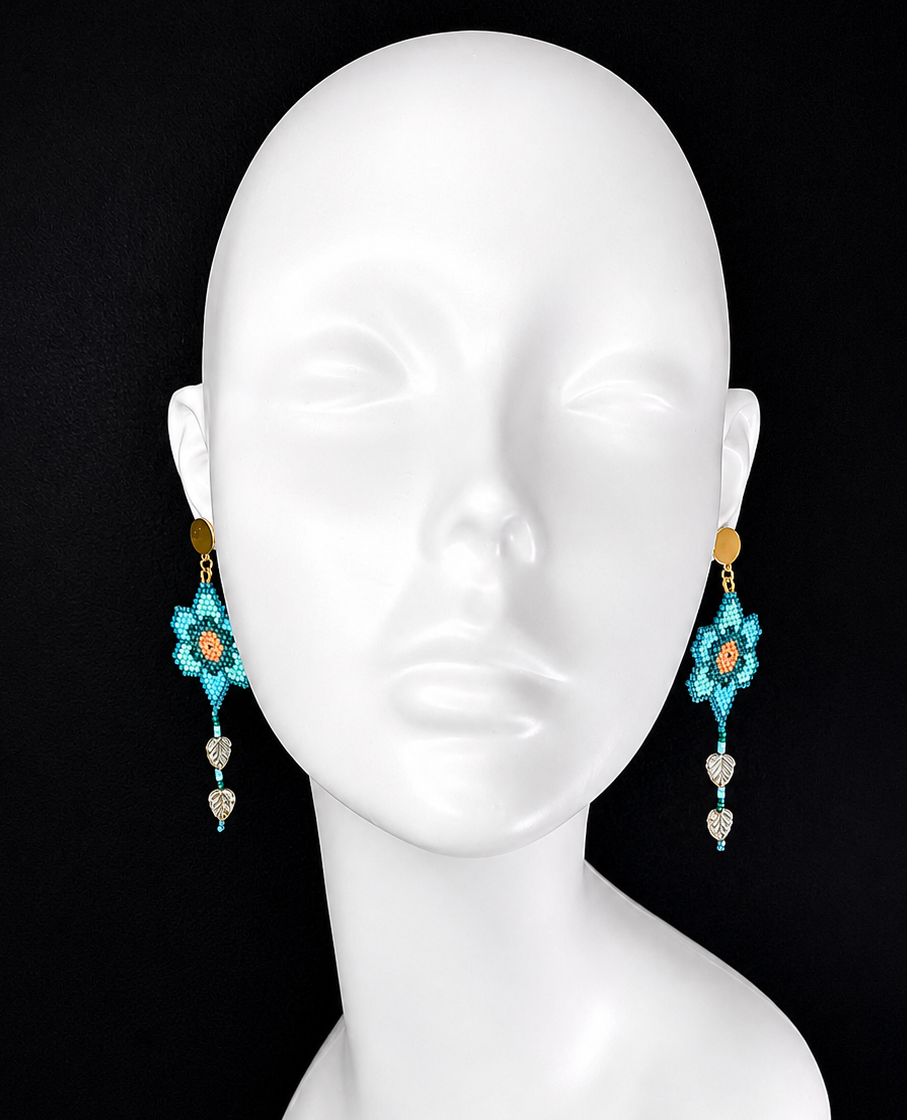 Miyuki Earrings - Flower w/ leaves