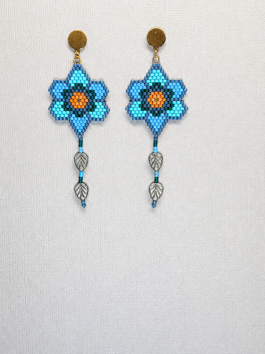 Miyuki Earrings - Flower w/ leaves