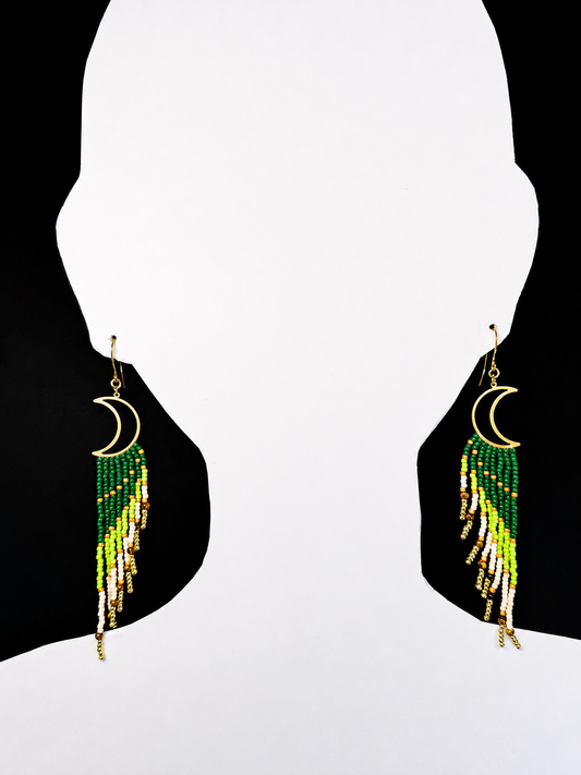 Toho Earrings - Falling Moonrays (green)