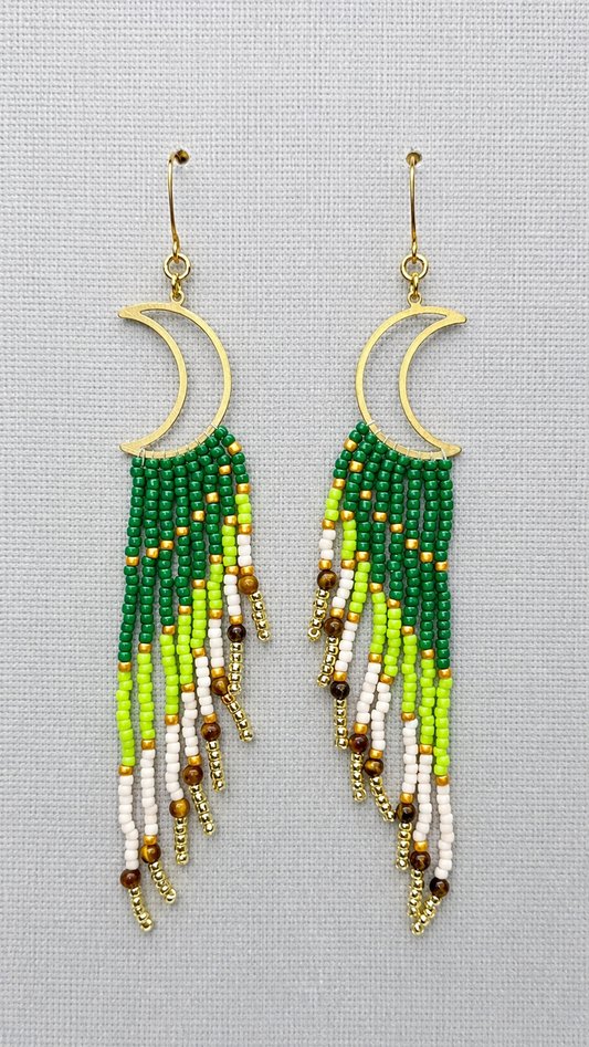 Toho Earrings - Falling Moonrays (green)